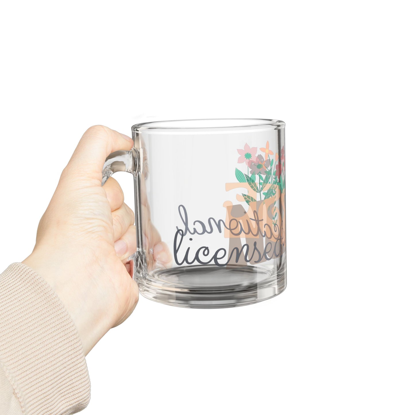 Personalized Mug Floral Inspired Glass Mug | 10oz | Licensed Vocational Nurse, LVN mug