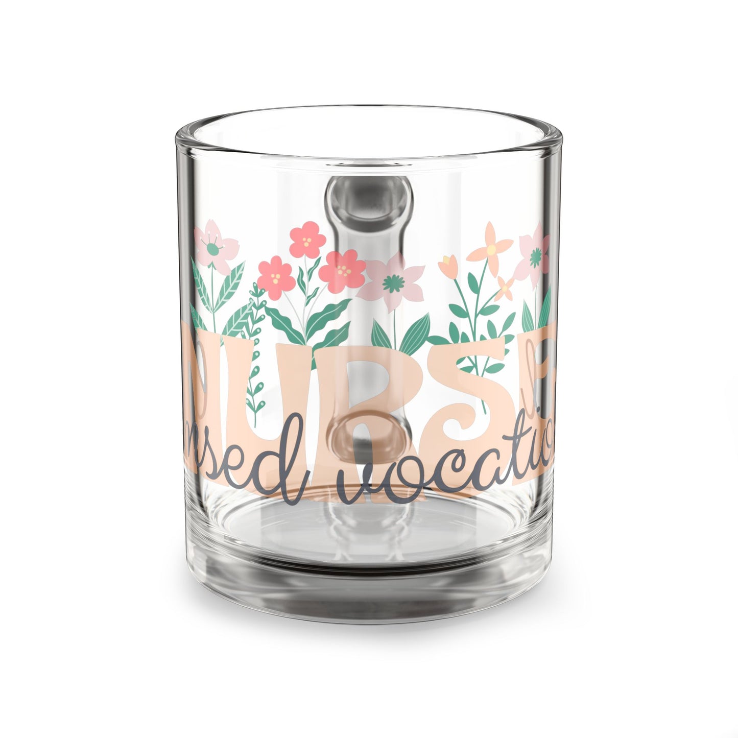 Personalized Mug Floral Inspired Glass Mug | 10oz | Licensed Vocational Nurse, LVN mug