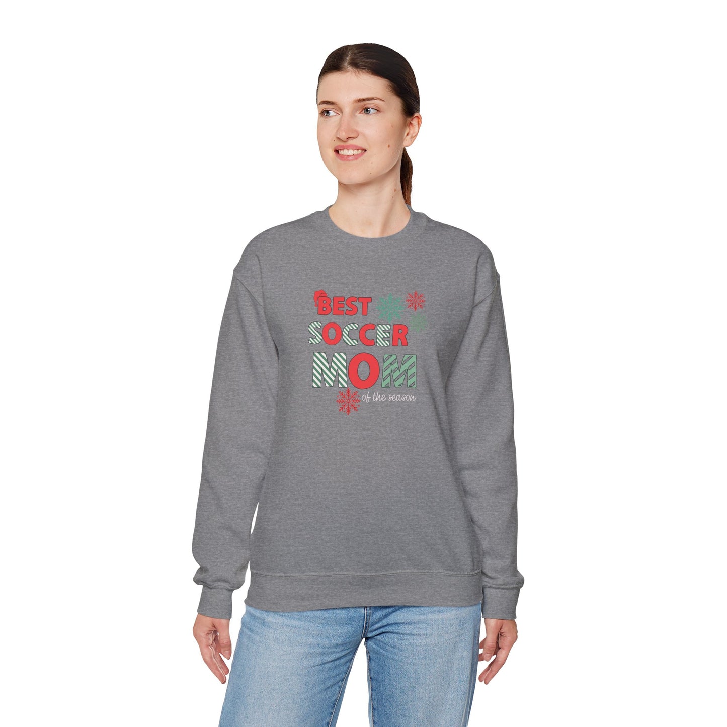 Christmas Soccer Mom Sweatshirt, Funny Holiday Jumper, Gift for Sports Moms, Festive Pullover, Soccer Mom Life Crewneck, Winter Sweater for