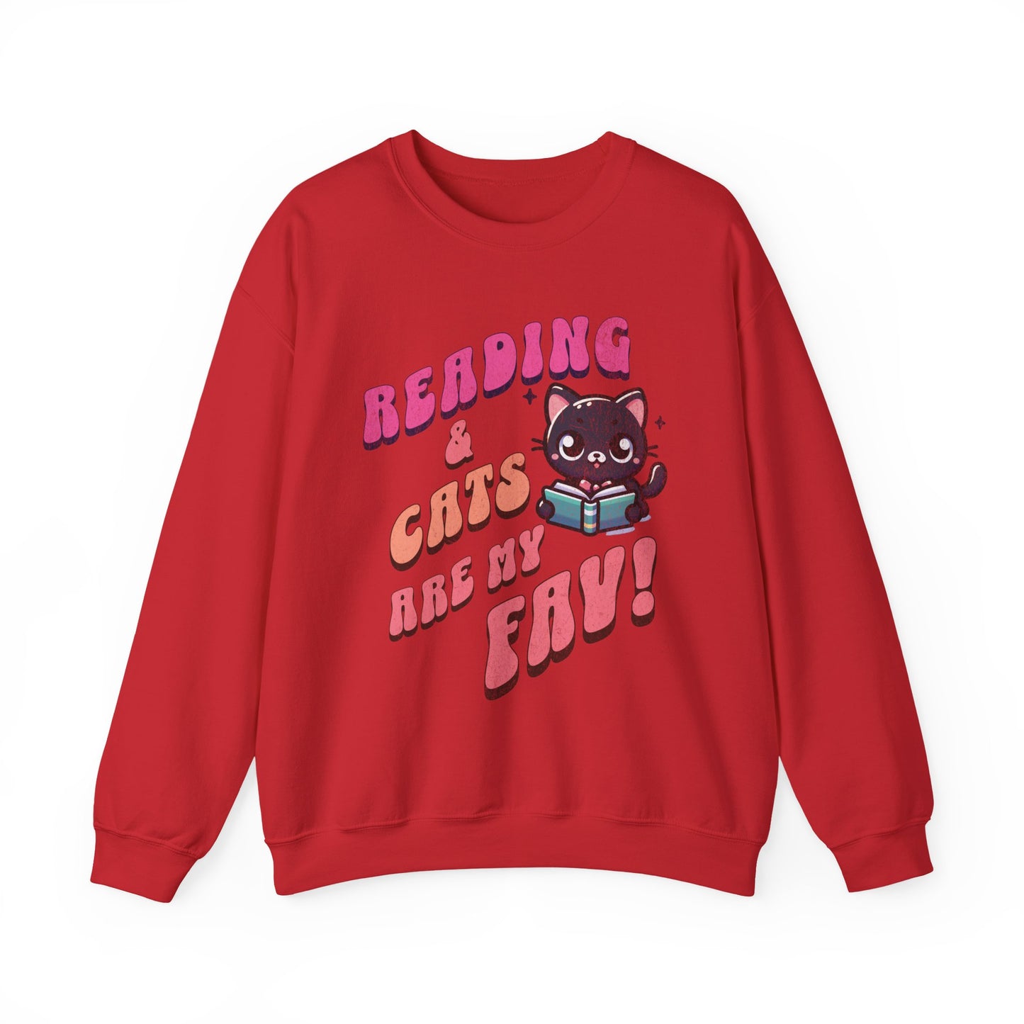 Cozy Reading Lover Cat Unisex Sweatshirt, Bookworm Gift, Feline Crewneck Jumper, Winter Sweater, Comfy Kitty Pullover