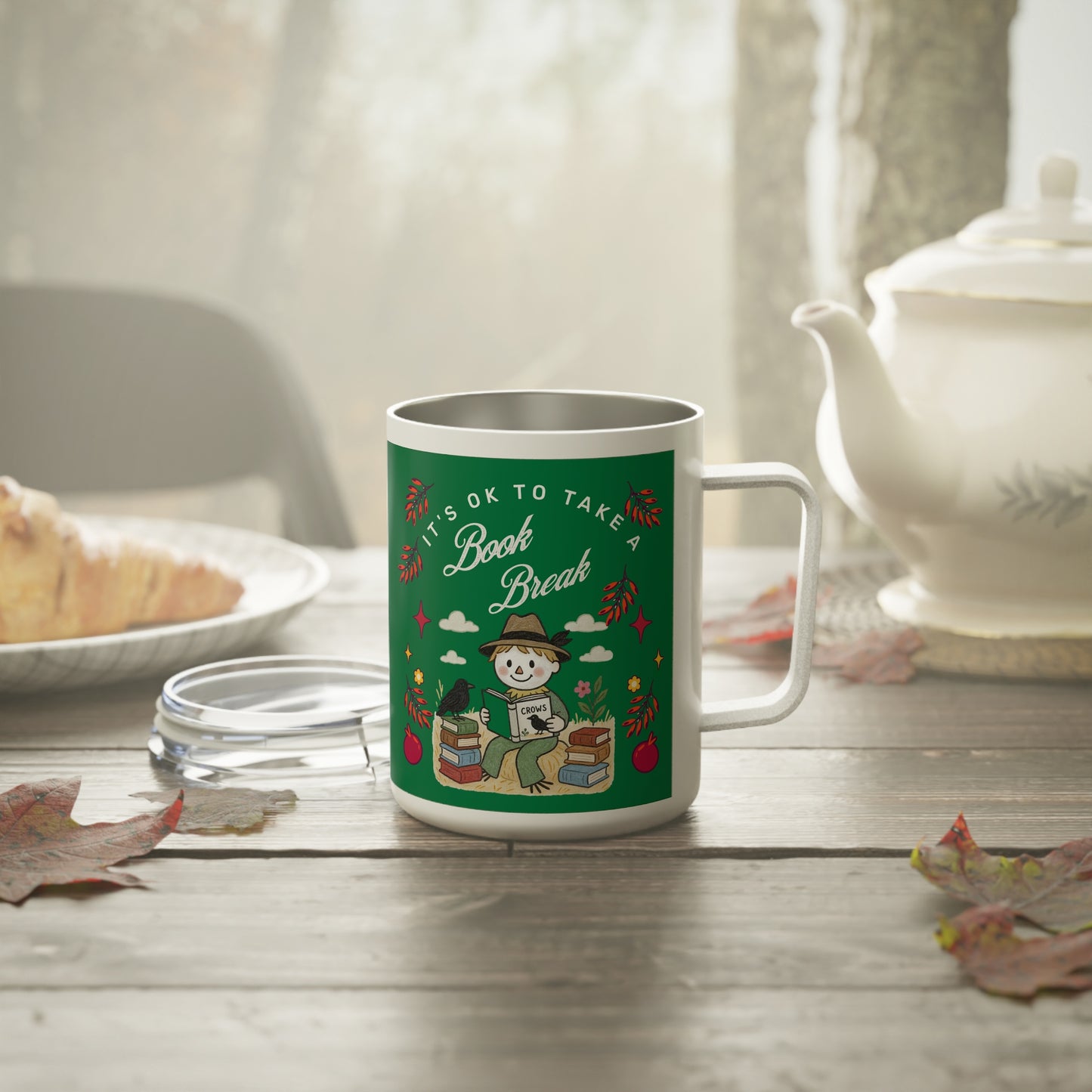 Book & Coffee Lover 10oz Insulated Mug — Literary Gift for Bookworms