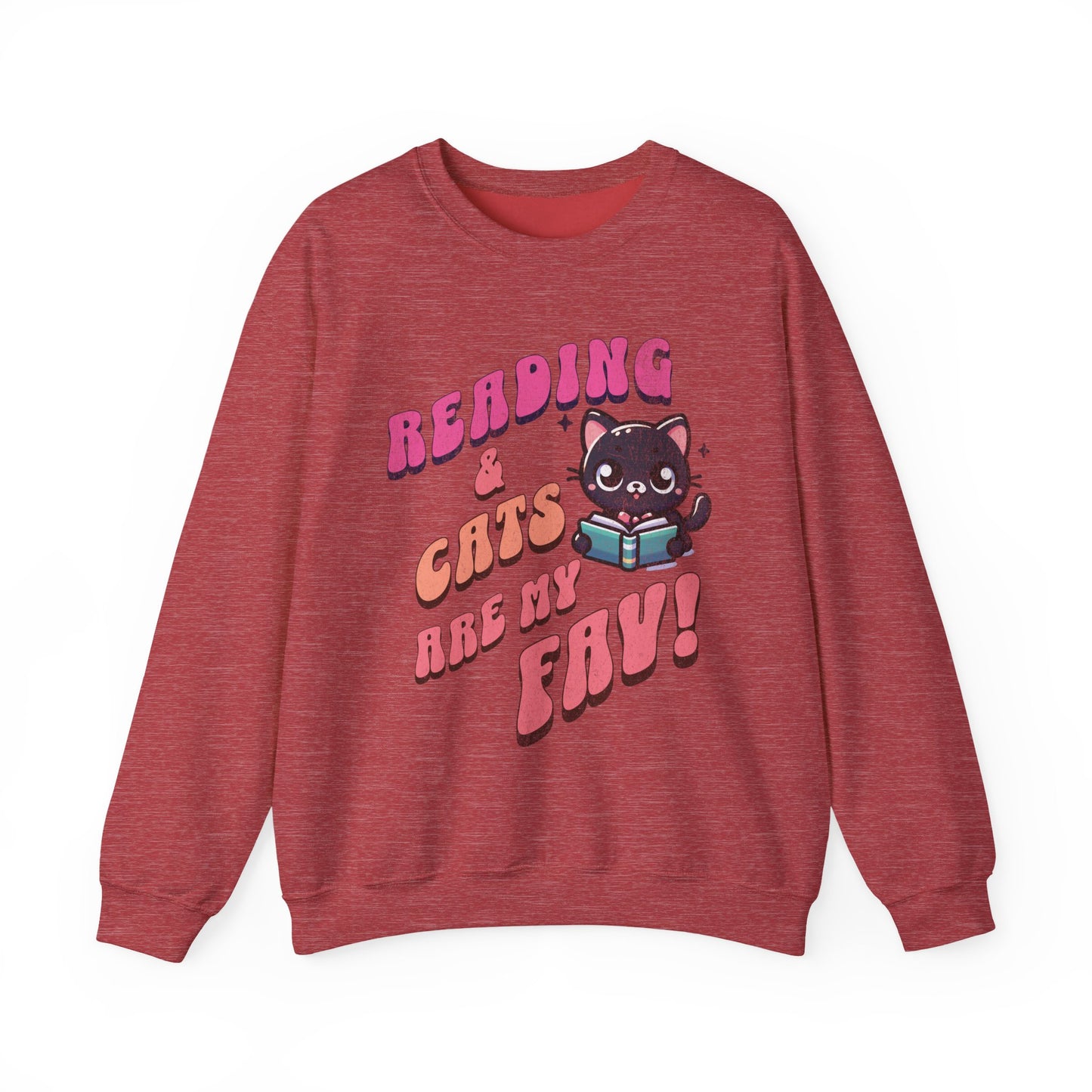 Cozy Reading Lover Cat Unisex Sweatshirt, Bookworm Gift, Feline Crewneck Jumper, Winter Sweater, Comfy Kitty Pullover