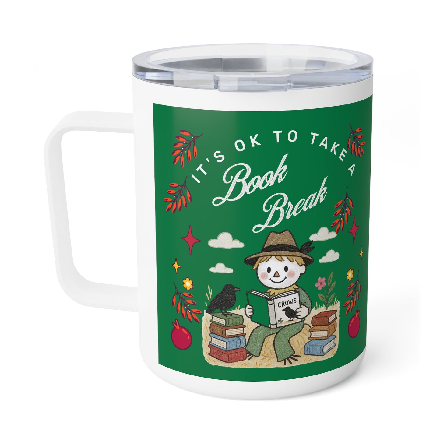 Book & Coffee Lover 10oz Insulated Mug — Literary Gift for Bookworms