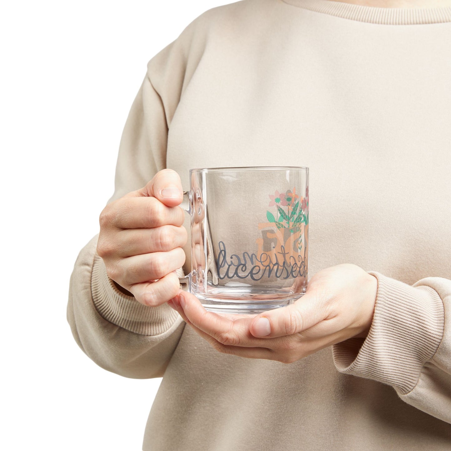 Personalized Mug Floral Inspired Glass Mug | 10oz | Licensed Vocational Nurse, LVN mug