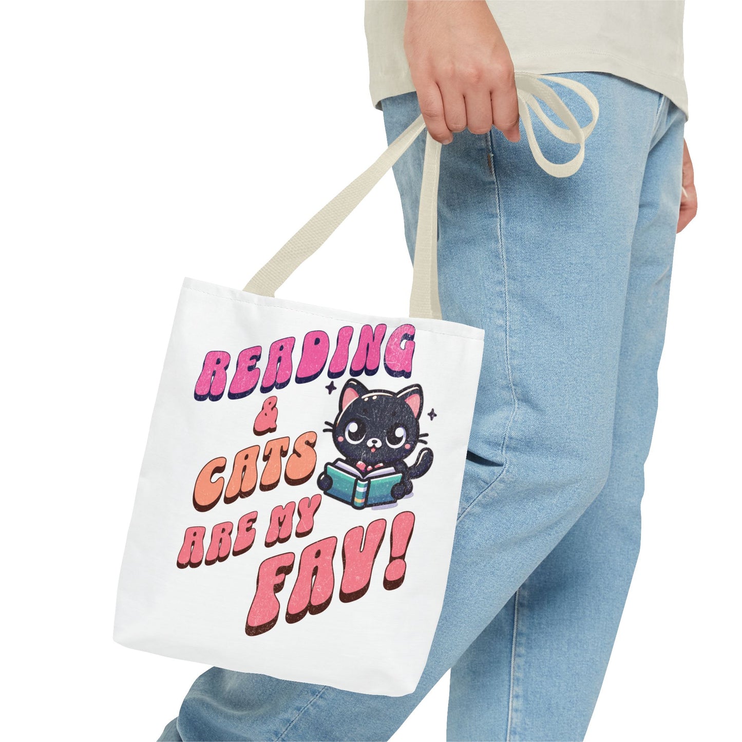 Book Lover Tote Bag,  Cute School Bag,  Black Cat tote, Library Tote, Bookish Tote Bag