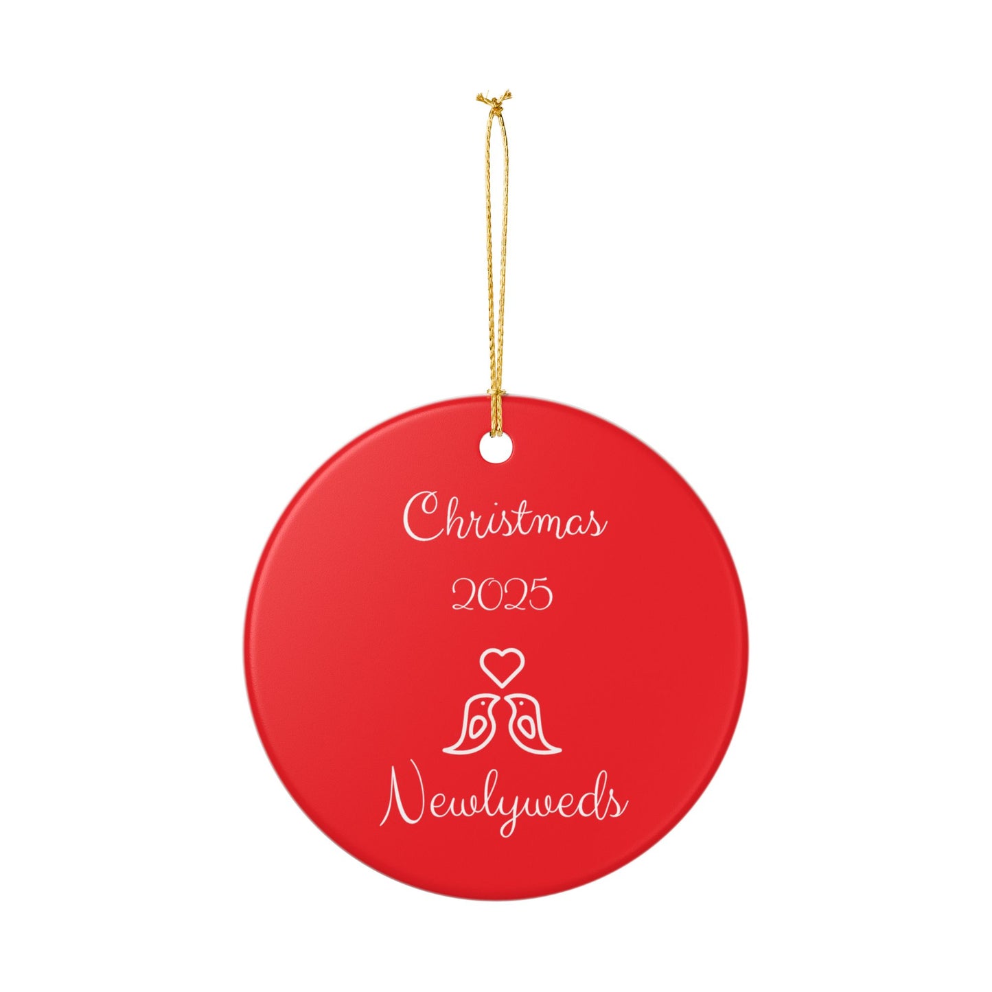 Ceramic Ornament, Newlywed Christmas Decoration, Couples Holiday Ornament, Festive Red Xmas Gift, Holiday Decor, Christmas Tree Ornament