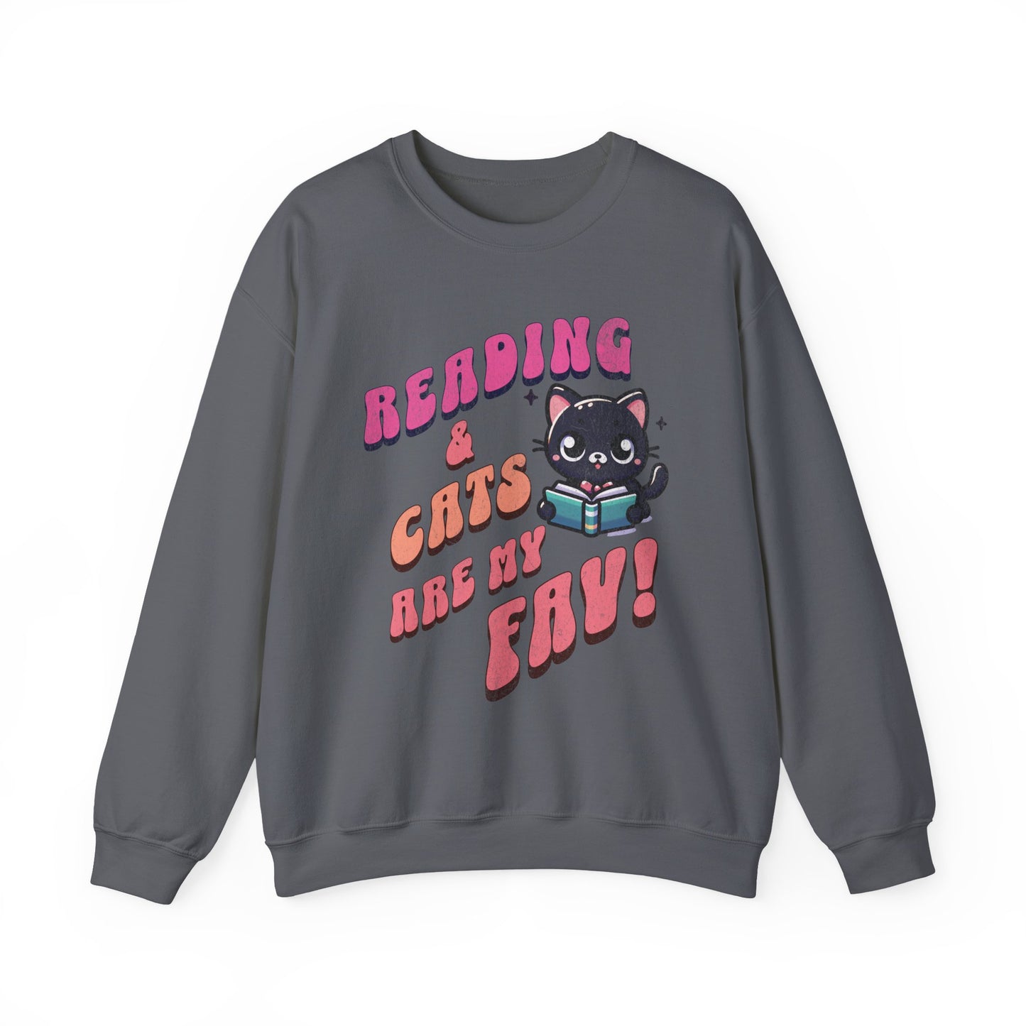 Cozy Reading Lover Cat Unisex Sweatshirt, Bookworm Gift, Feline Crewneck Jumper, Winter Sweater, Comfy Kitty Pullover