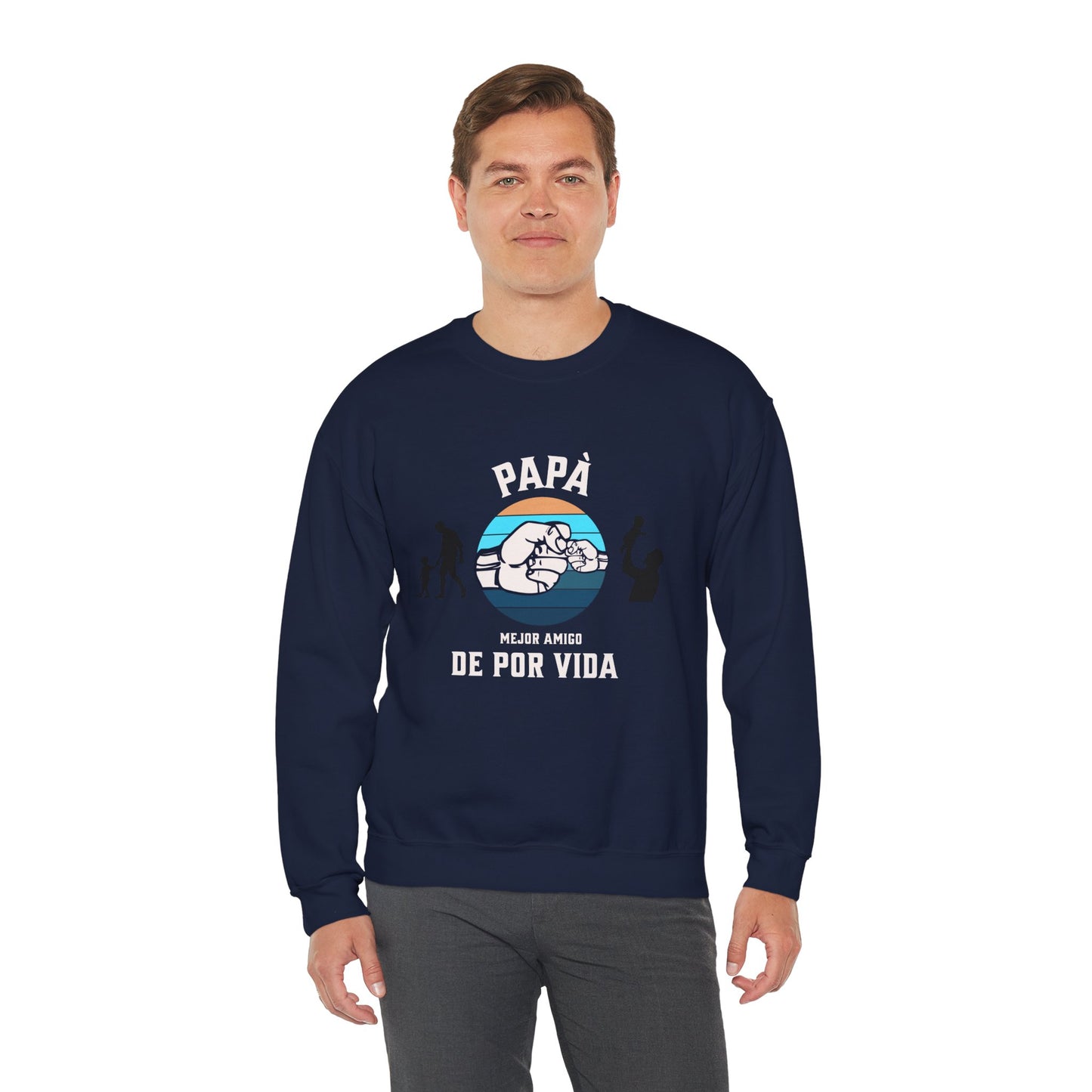 Retro 'Papa Mejor Amigo de Por Vida' Sweatshirt — Vintage Father & Son Fist Bump