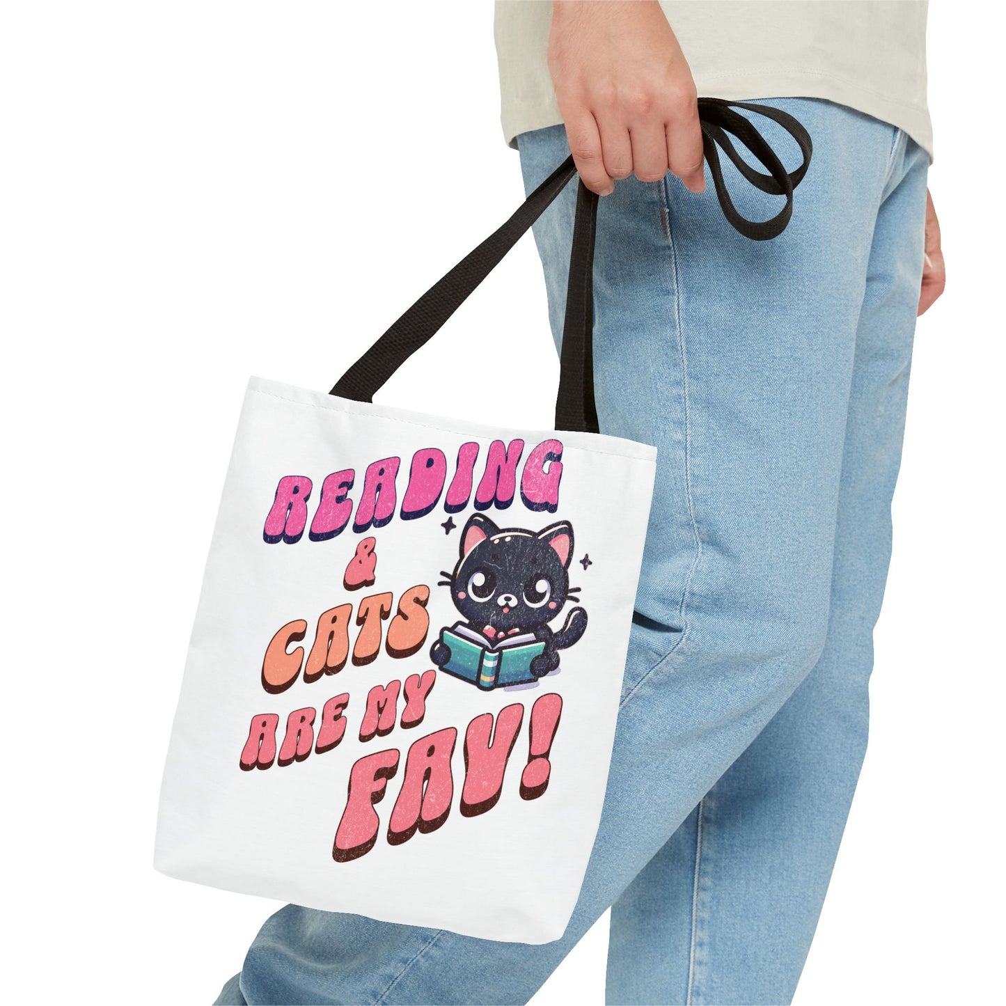 Book Lover Tote Bag,  Cute School Bag,  Black Cat tote, Library Tote, Bookish Tote Bag