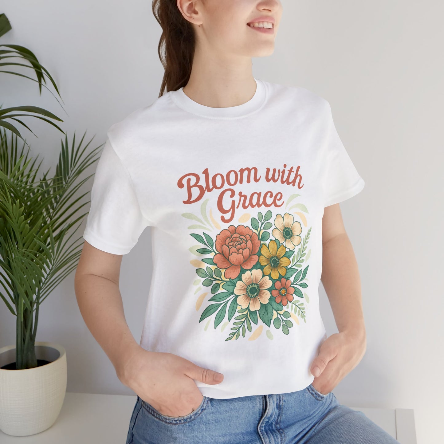 Floral T-Shirt - Modern Flowers Design for Youth - Unisex Jersey Tee