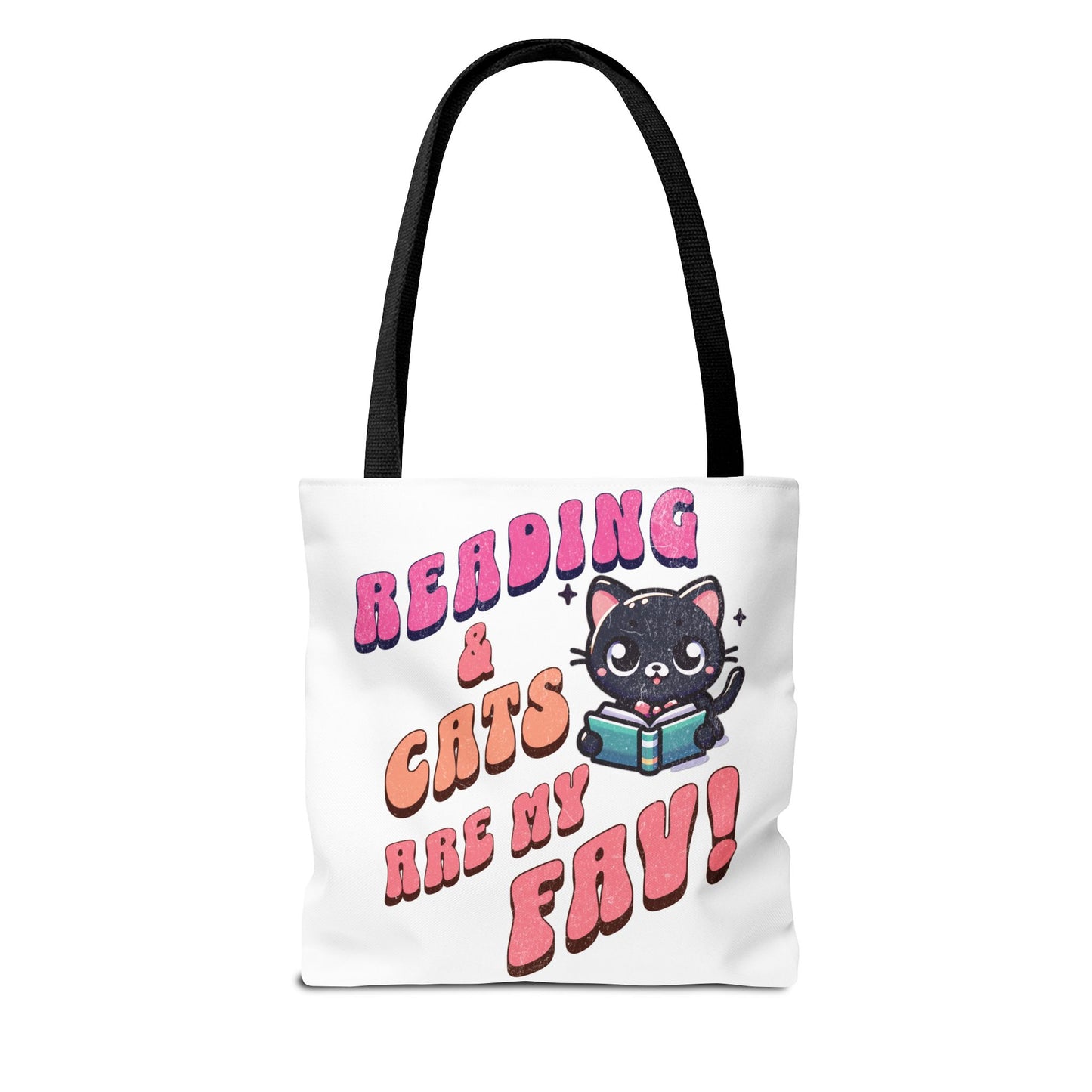 Book Lover Tote Bag,  Cute School Bag,  Black Cat tote, Library Tote, Bookish Tote Bag