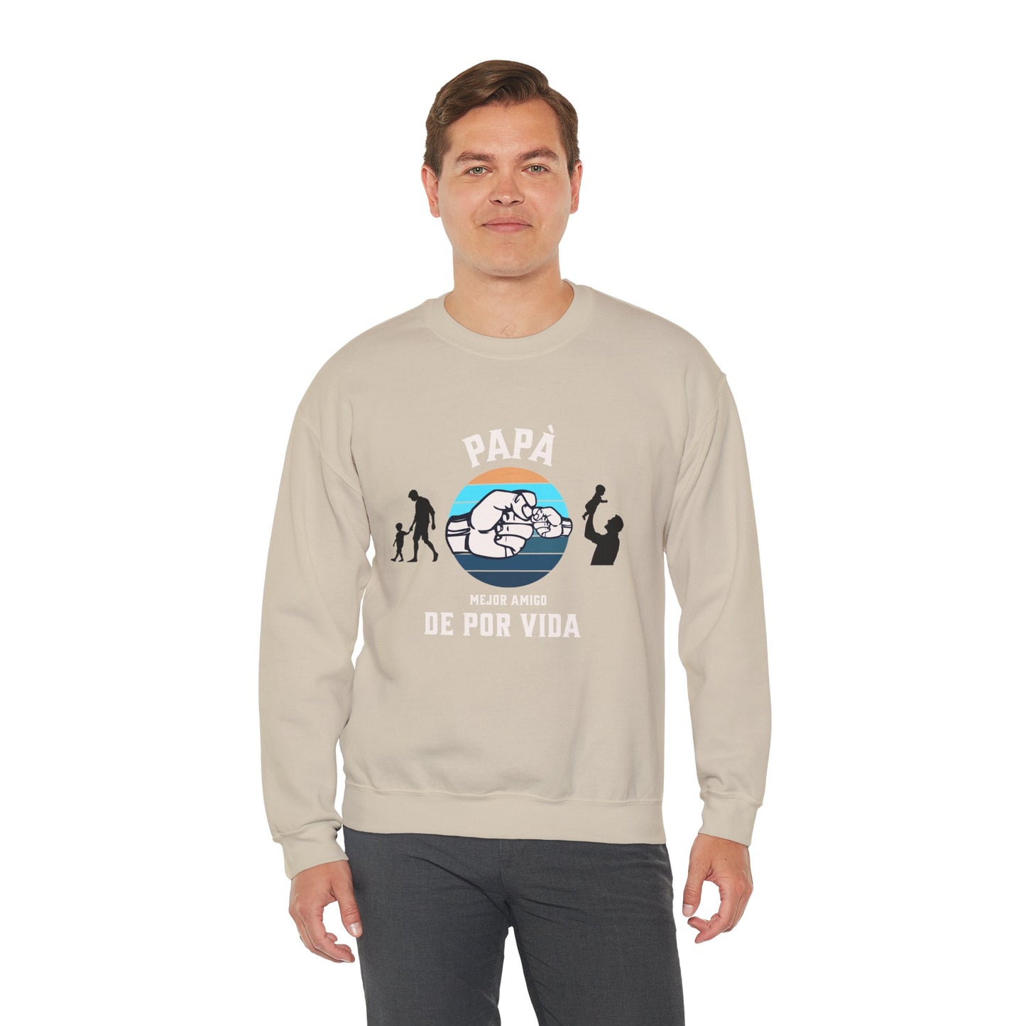 Retro 'Papa Mejor Amigo de Por Vida' Sweatshirt — Vintage Father & Son Fist Bump