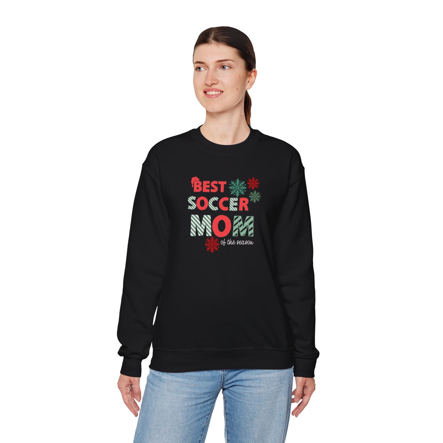 Christmas Soccer Mom Sweatshirt, Funny Holiday Jumper, Gift for Sports Moms, Festive Pullover, Soccer Mom Life Crewneck, Winter Sweater for