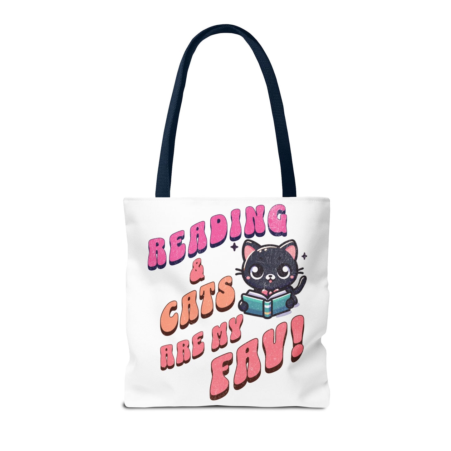 Book Lover Tote Bag,  Cute School Bag,  Black Cat tote, Library Tote, Bookish Tote Bag