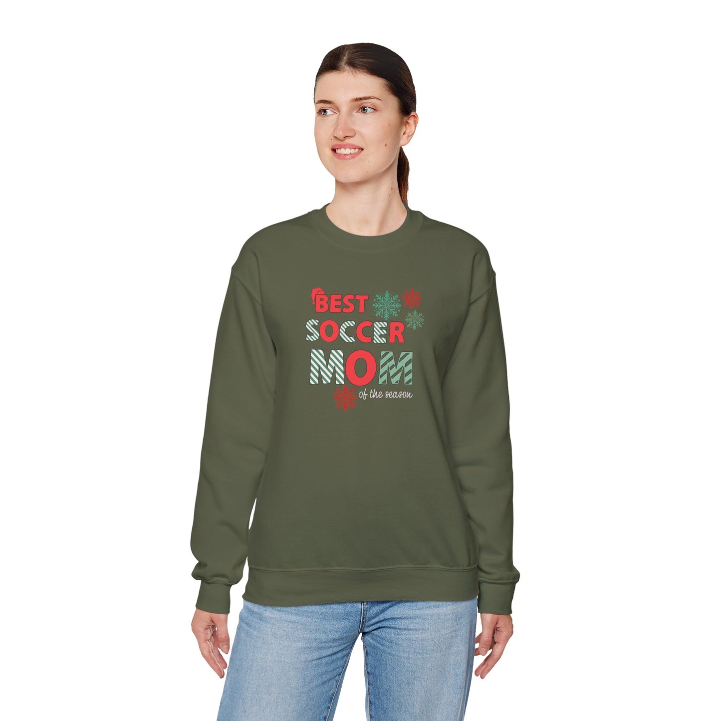 Christmas Soccer Mom Sweatshirt, Funny Holiday Jumper, Gift for Sports Moms, Festive Pullover, Soccer Mom Life Crewneck, Winter Sweater for