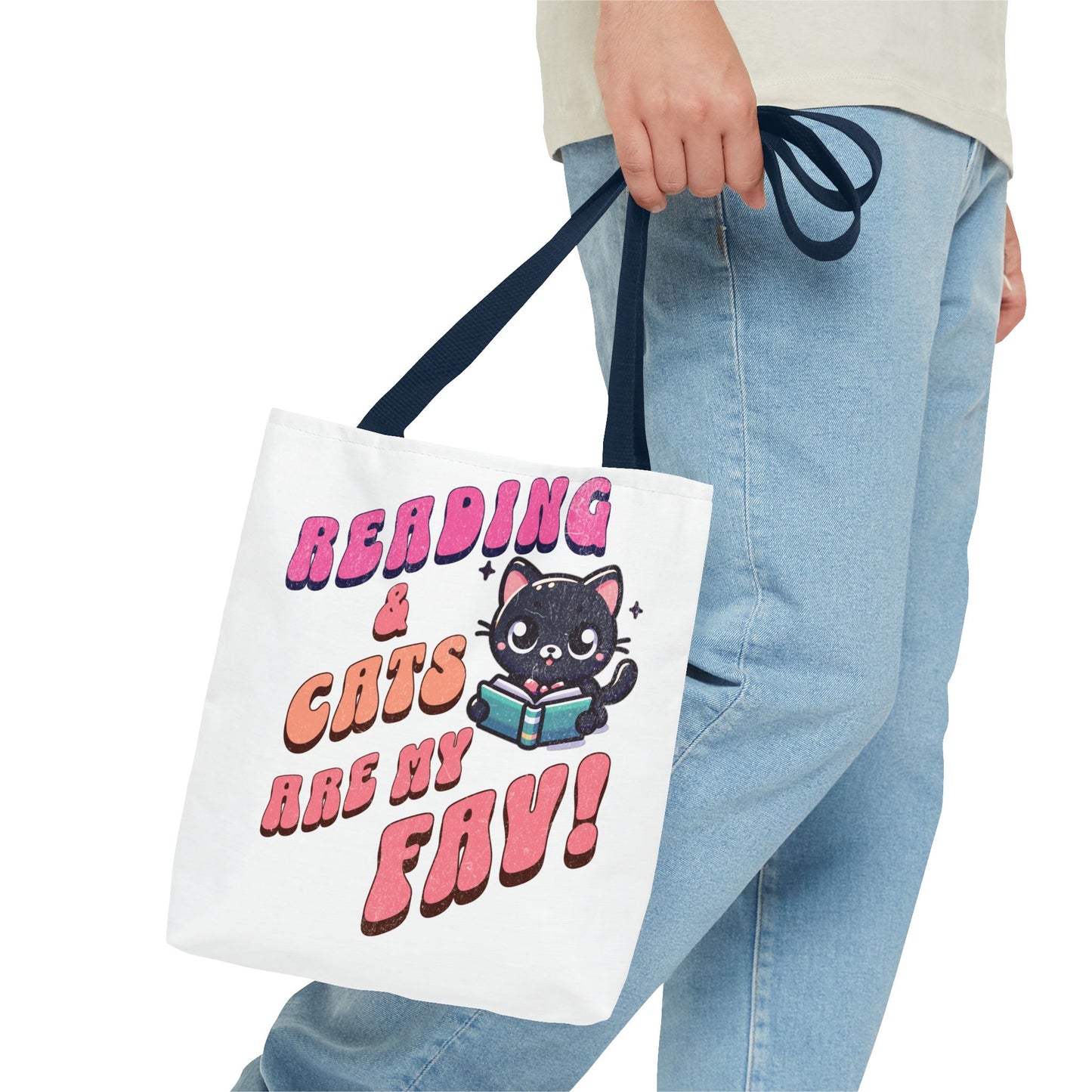 Book Lover Tote Bag,  Cute School Bag,  Black Cat tote, Library Tote, Bookish Tote Bag