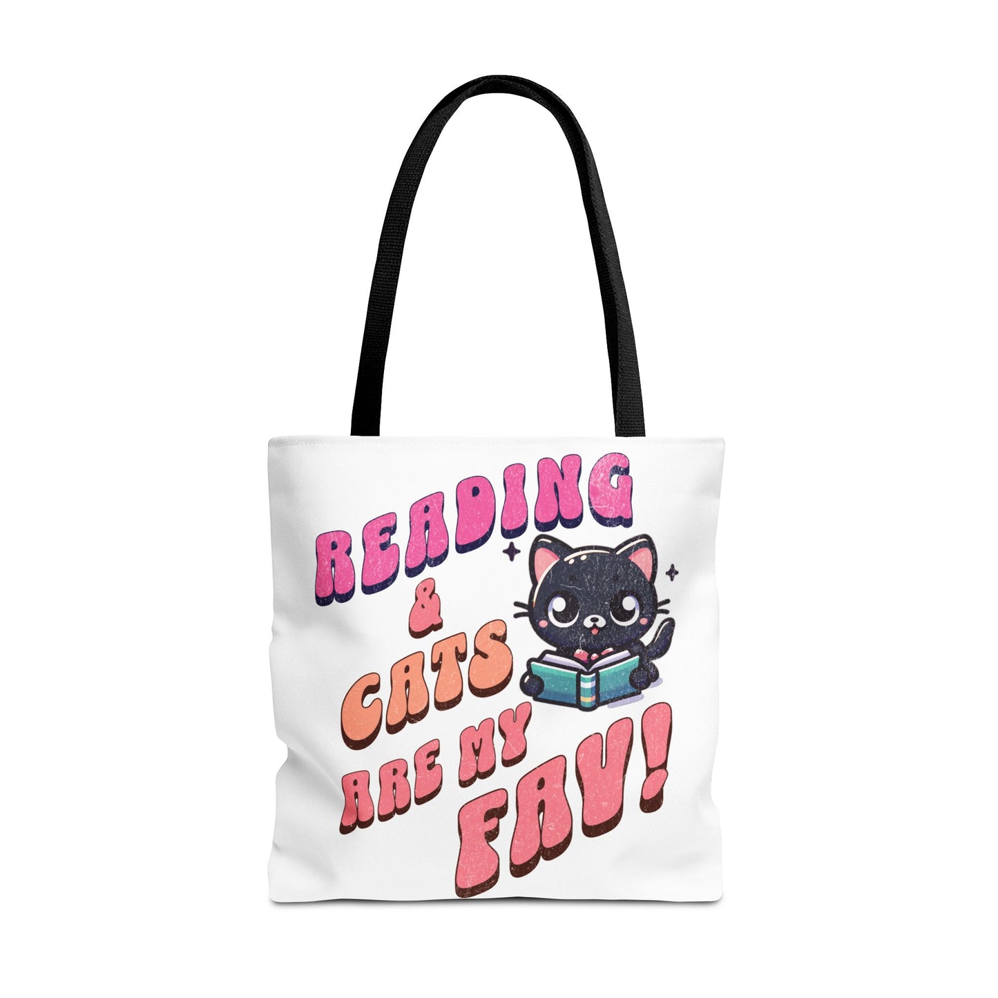Book Lover Tote Bag,  Cute School Bag,  Black Cat tote, Library Tote, Bookish Tote Bag