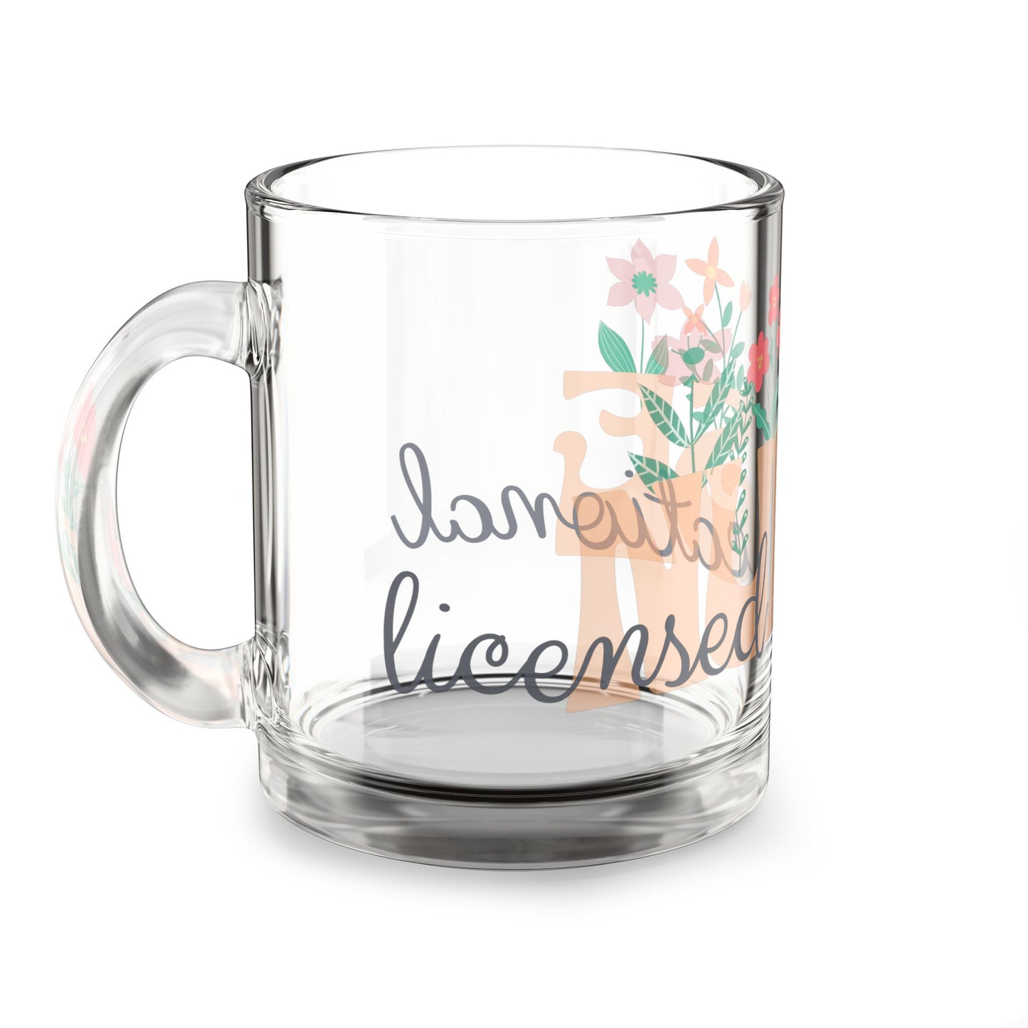Personalized Mug Floral Inspired Glass Mug | 10oz | Licensed Vocational Nurse, LVN mug