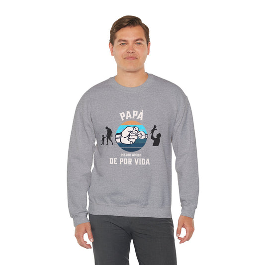 Retro 'Papa Mejor Amigo de Por Vida' Sweatshirt — Vintage Father & Son Fist Bump
