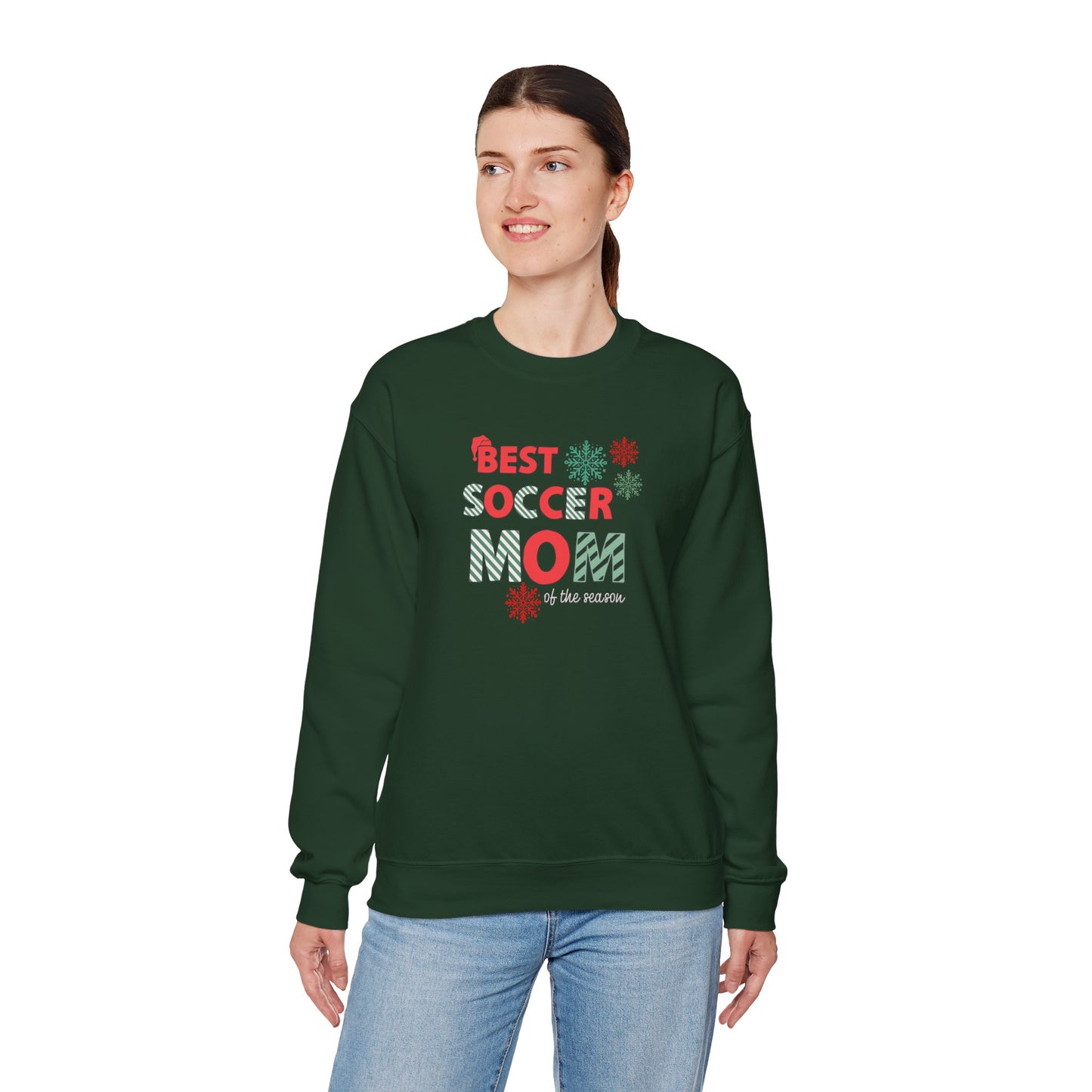 Christmas Soccer Mom Sweatshirt, Funny Holiday Jumper, Gift for Sports Moms, Festive Pullover, Soccer Mom Life Crewneck, Winter Sweater for