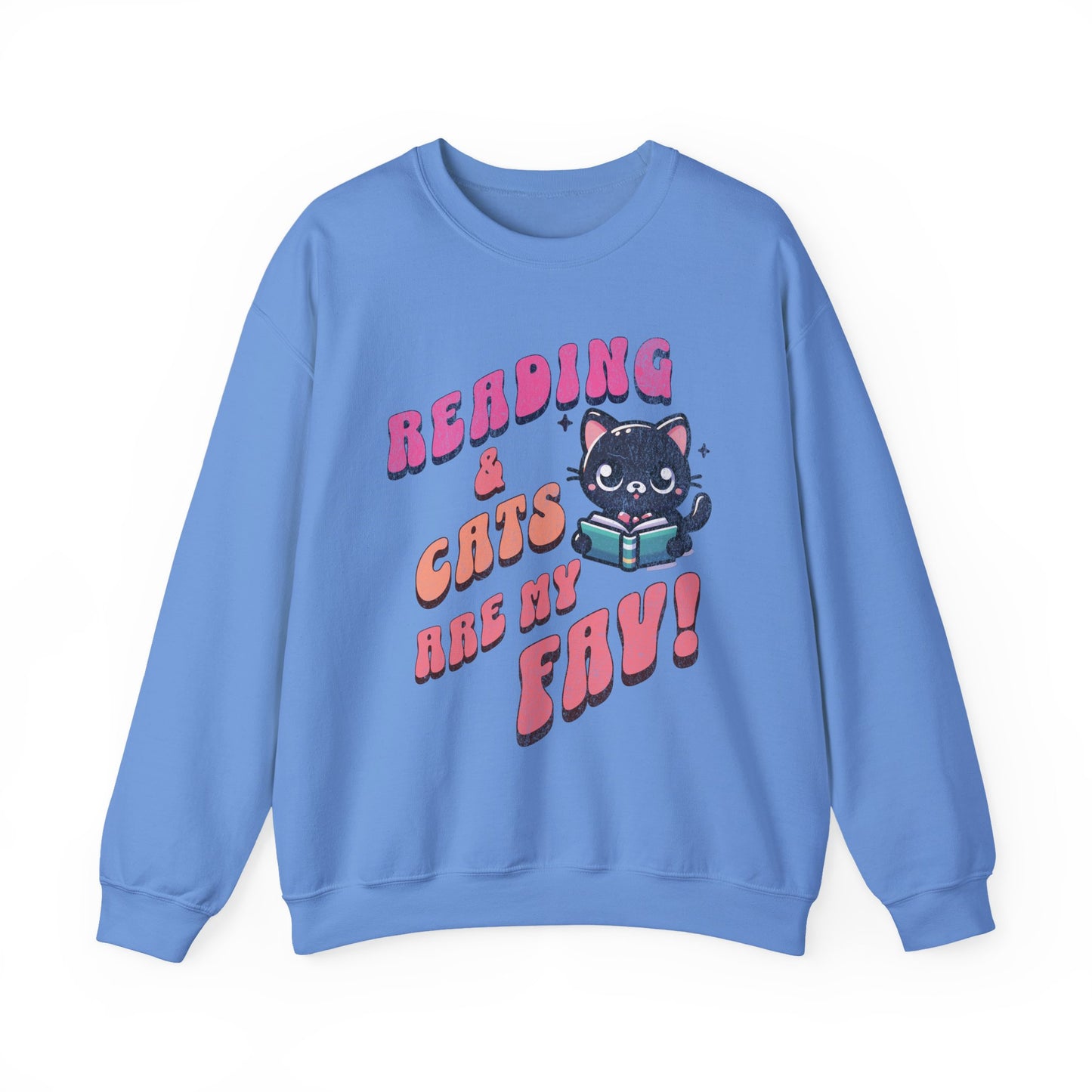 Cozy Reading Lover Cat Unisex Sweatshirt, Bookworm Gift, Feline Crewneck Jumper, Winter Sweater, Comfy Kitty Pullover