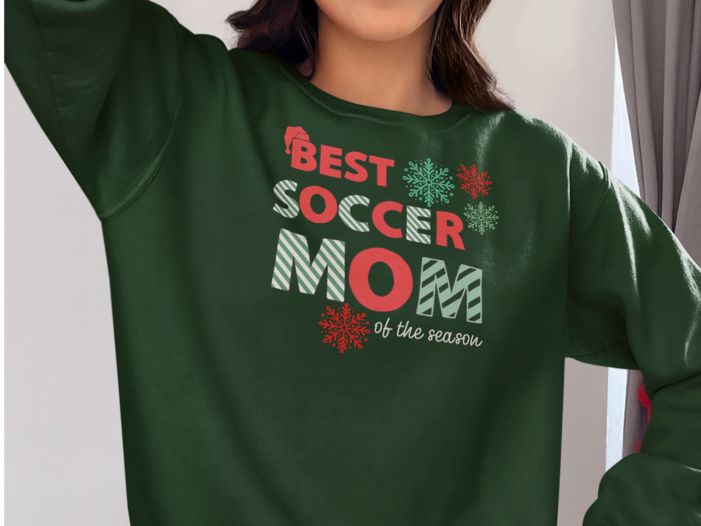 Christmas Soccer Mom Sweatshirt, Funny Holiday Jumper, Gift for Sports Moms, Festive Pullover, Soccer Mom Life Crewneck, Winter Sweater for
