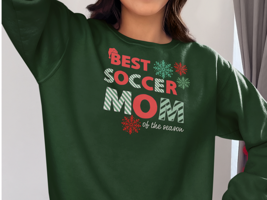 Christmas Soccer Mom Sweatshirt, Funny Holiday Jumper, Gift for Sports Moms, Festive Pullover, Soccer Mom Life Crewneck, Winter Sweater for