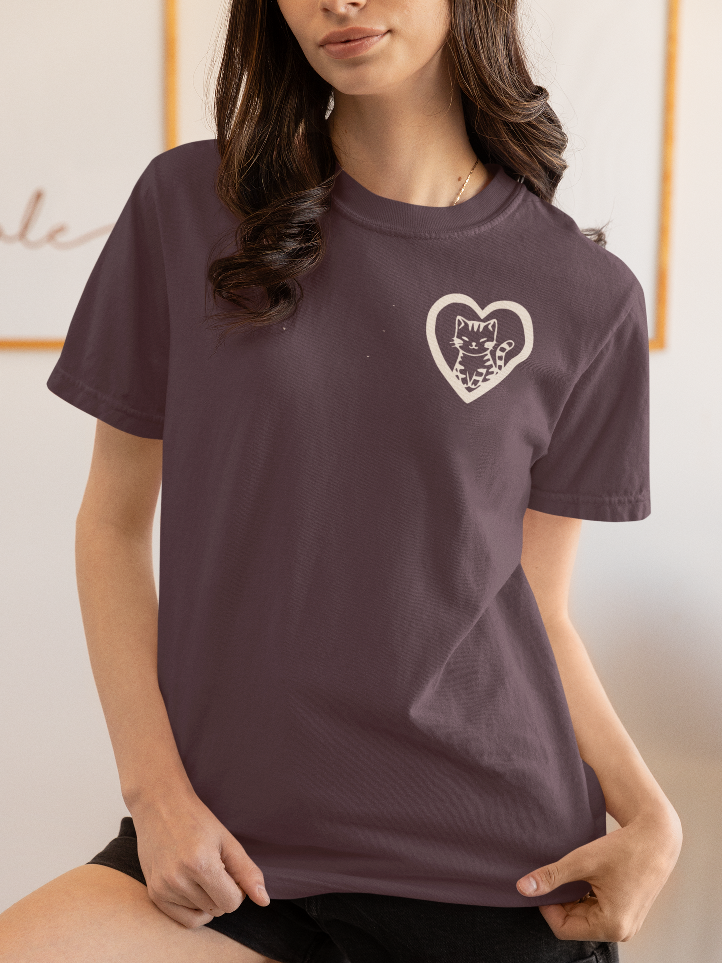 Vintage Cat Lover Valentine's T-Shirt — Retro Stamp Style Gift