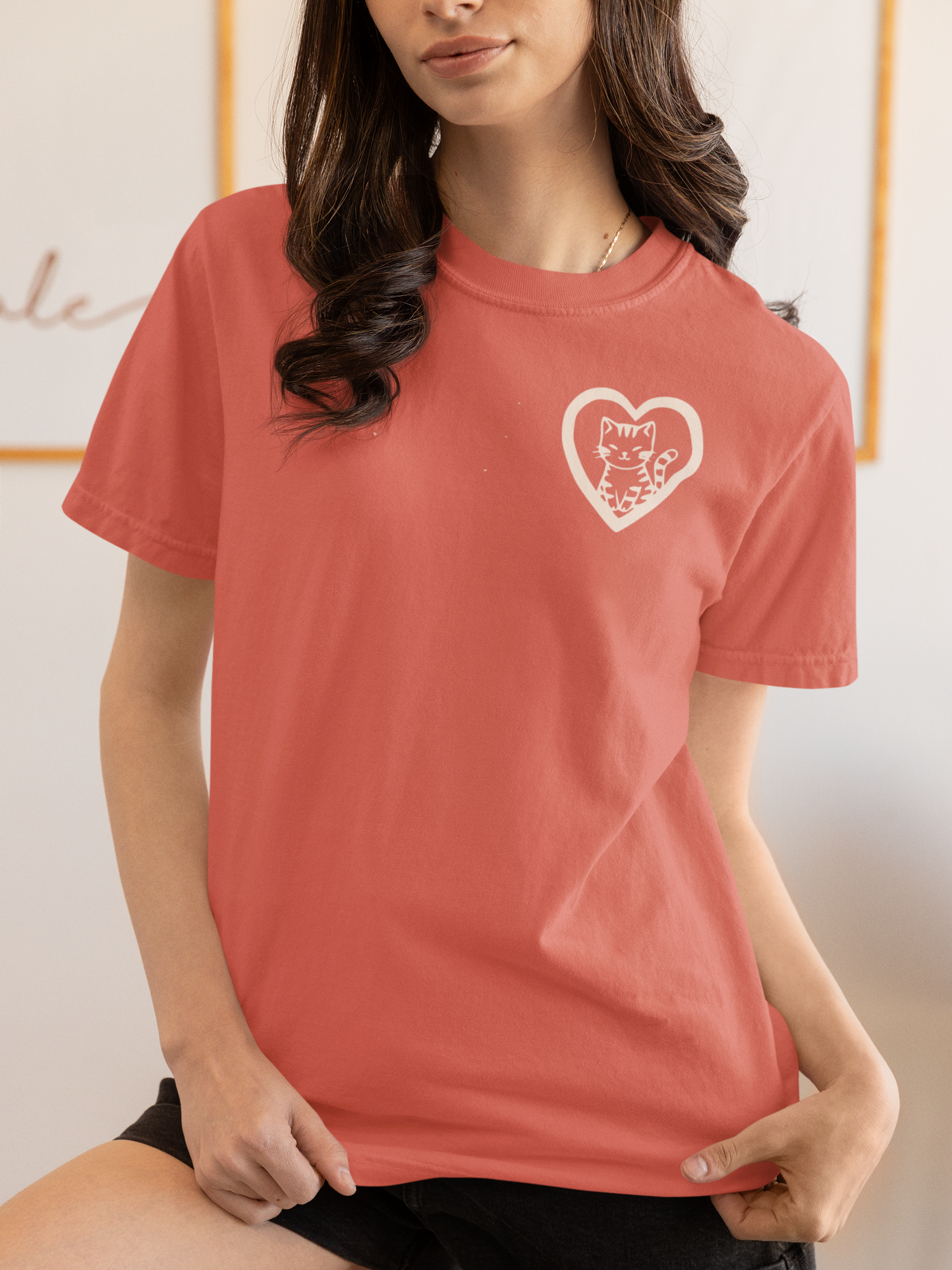 Vintage Cat Lover Valentine's T-Shirt — Retro Stamp Style Gift