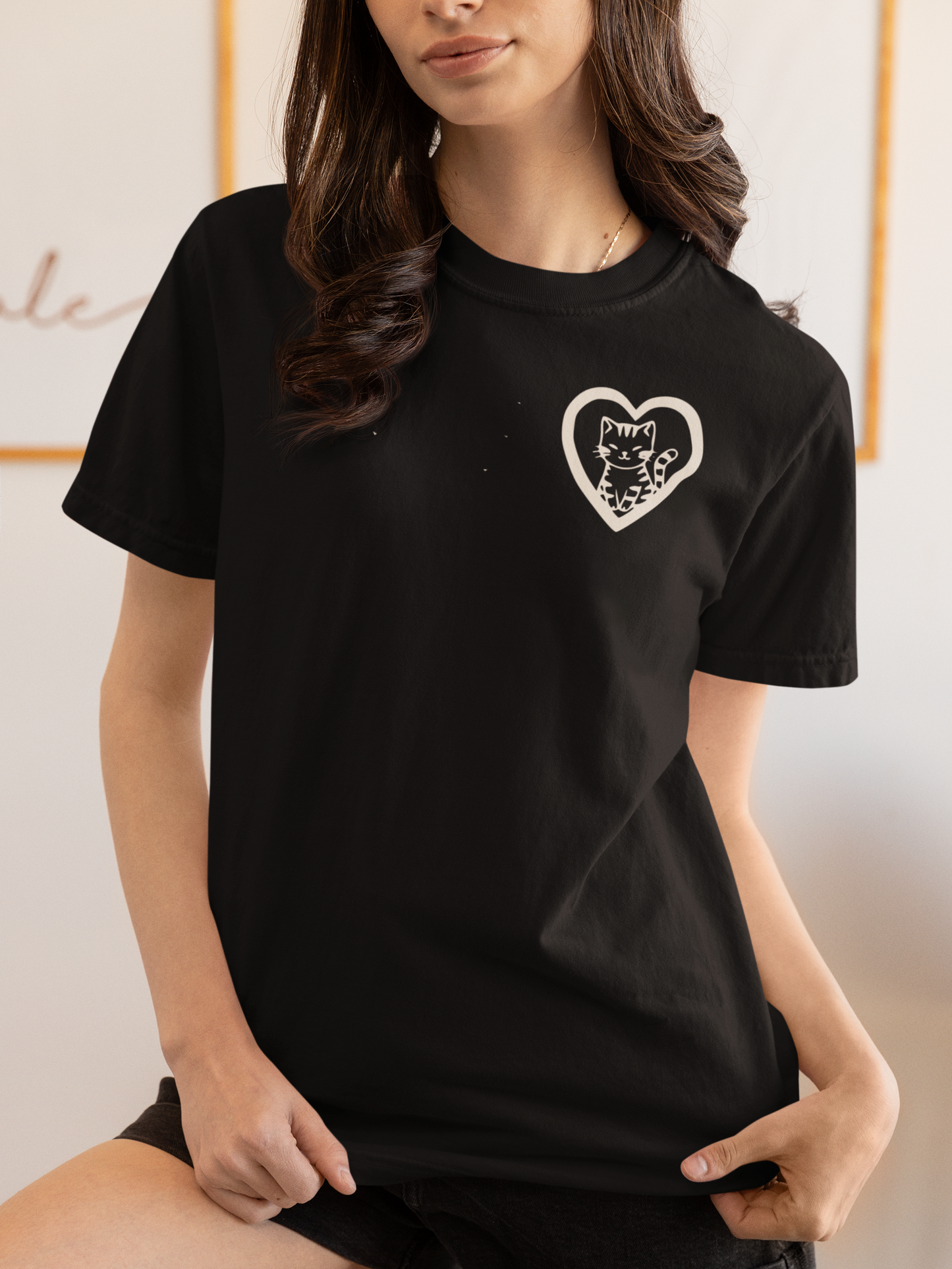 Vintage Cat Lover Valentine's T-Shirt — Retro Stamp Style Gift