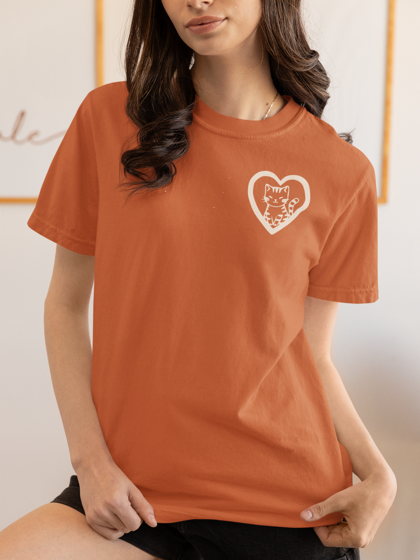Vintage Cat Lover Valentine's T-Shirt — Retro Stamp Style Gift