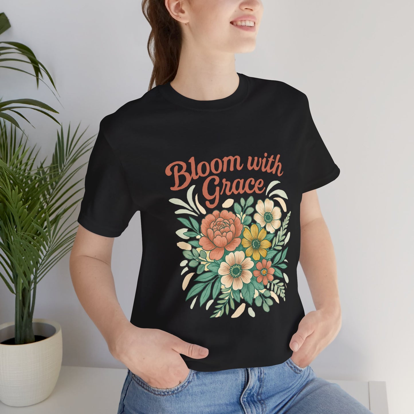 Floral T-Shirt - Modern Flowers Design for Youth - Unisex Jersey Tee