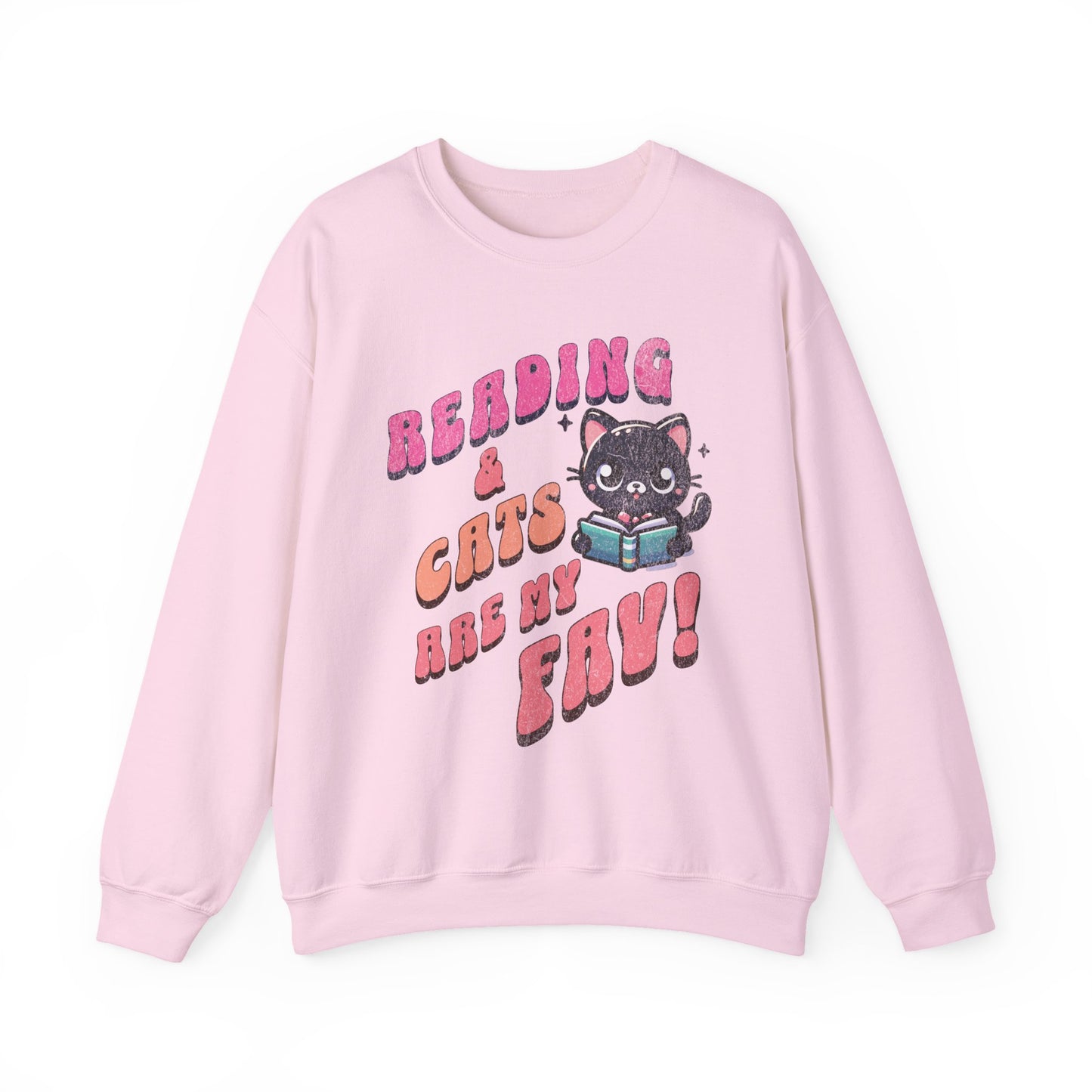 Cozy Reading Lover Cat Unisex Sweatshirt, Bookworm Gift, Feline Crewneck Jumper, Winter Sweater, Comfy Kitty Pullover
