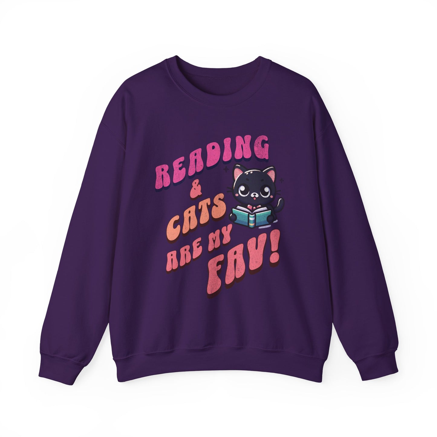 Cozy Reading Lover Cat Unisex Sweatshirt, Bookworm Gift, Feline Crewneck Jumper, Winter Sweater, Comfy Kitty Pullover
