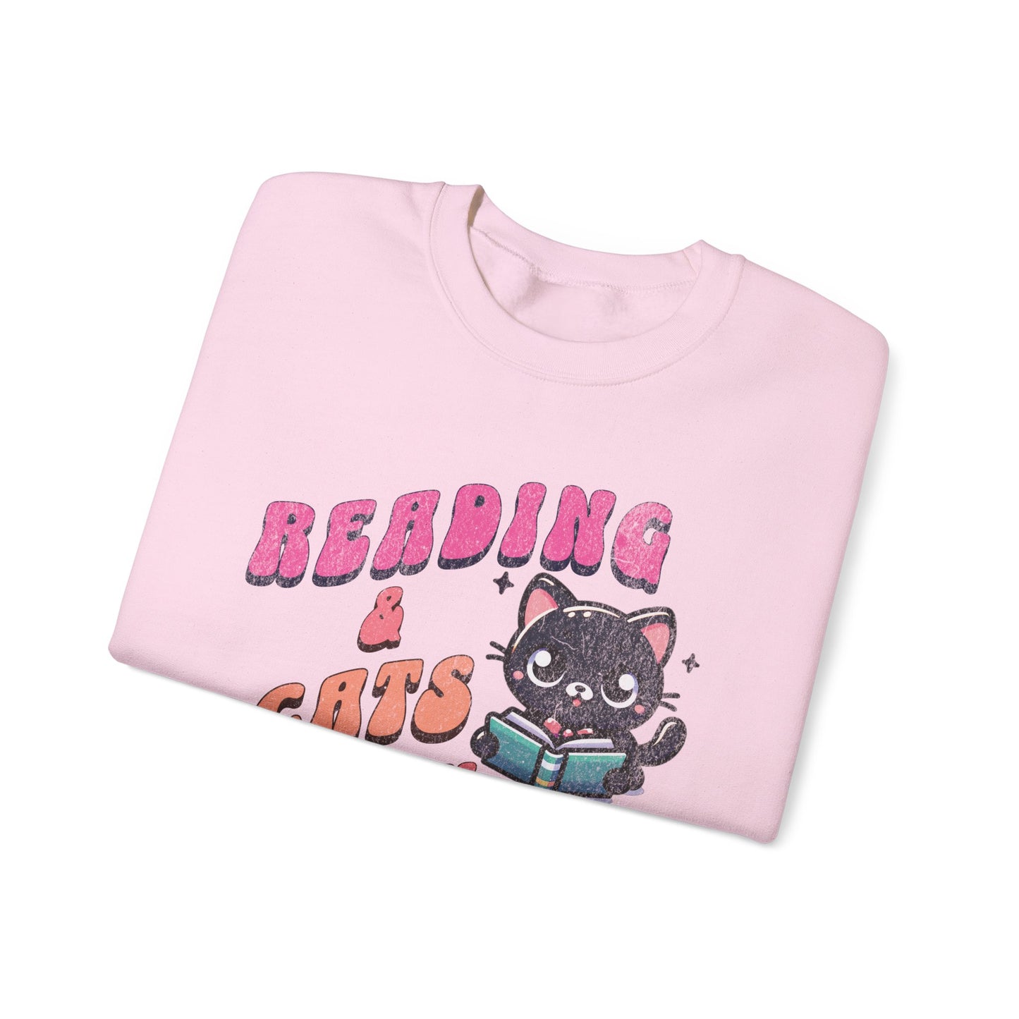 Cozy Reading Lover Cat Unisex Sweatshirt, Bookworm Gift, Feline Crewneck Jumper, Winter Sweater, Comfy Kitty Pullover