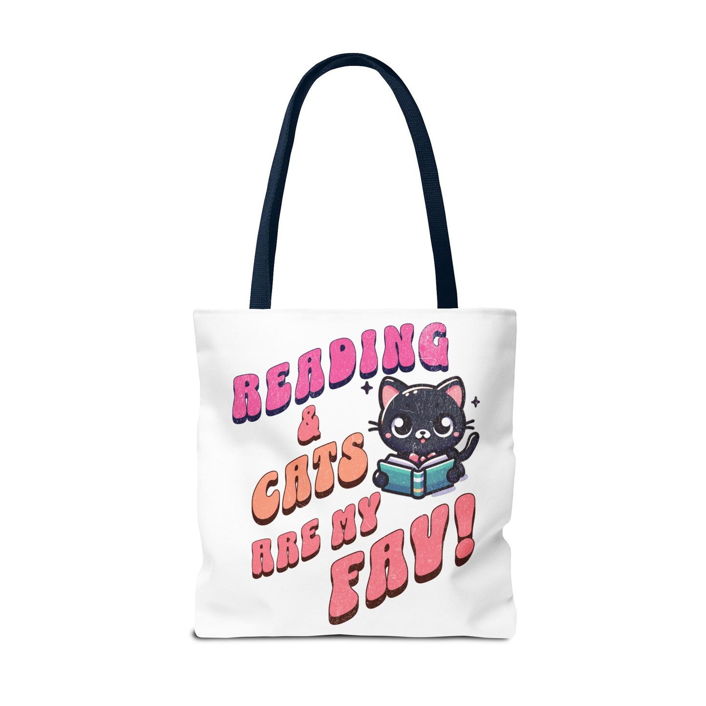 Book Lover Tote Bag,  Cute School Bag,  Black Cat tote, Library Tote, Bookish Tote Bag