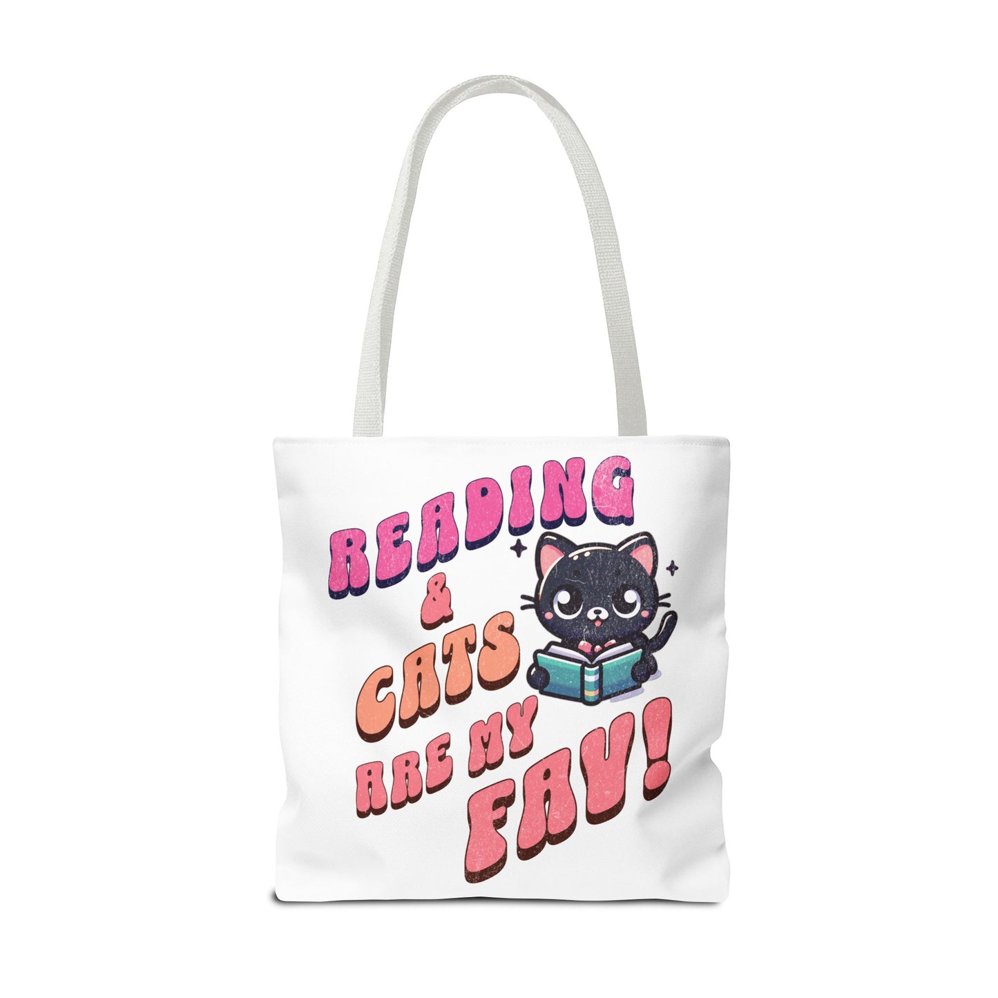 Book Lover Tote Bag,  Cute School Bag,  Black Cat tote, Library Tote, Bookish Tote Bag