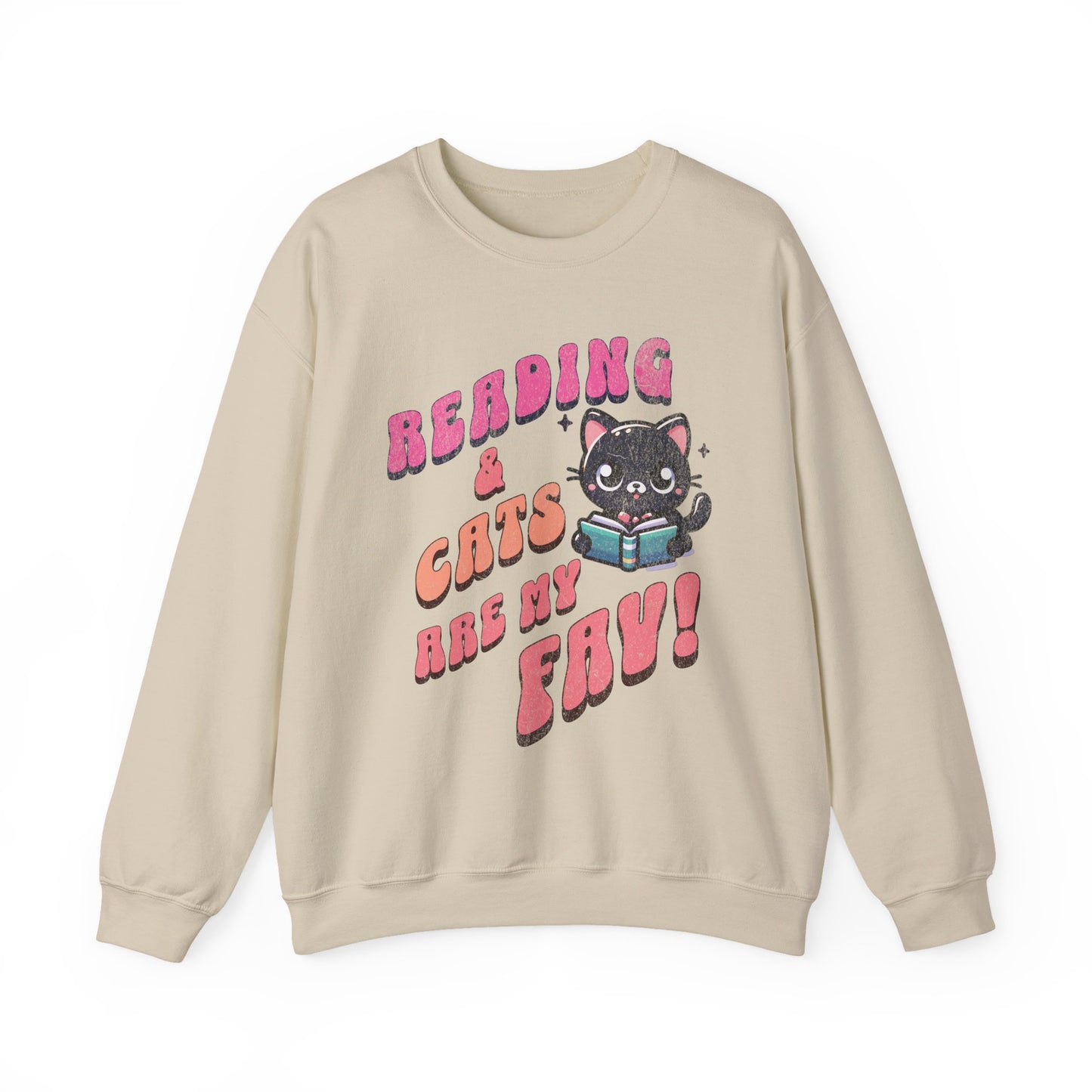 Cozy Reading Lover Cat Unisex Sweatshirt, Bookworm Gift, Feline Crewneck Jumper, Winter Sweater, Comfy Kitty Pullover