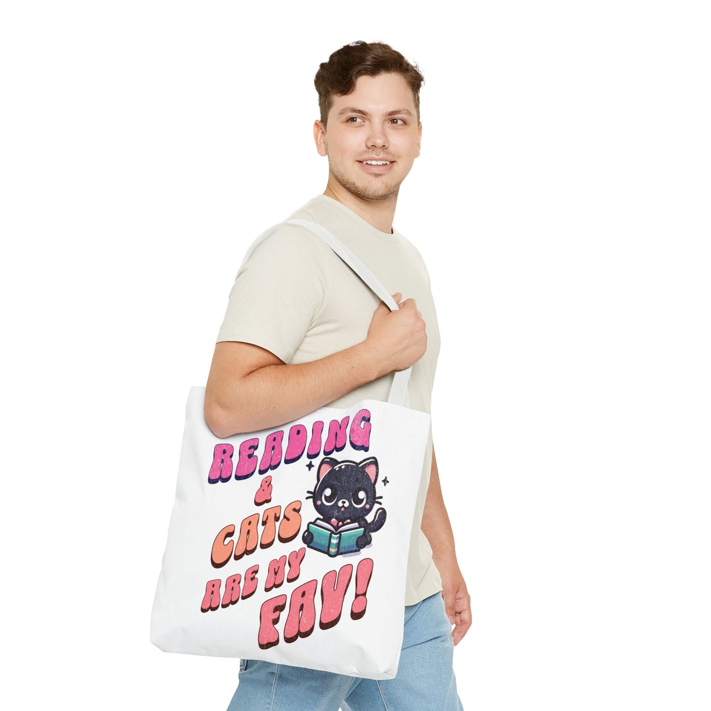 Book Lover Tote Bag,  Cute School Bag,  Black Cat tote, Library Tote, Bookish Tote Bag