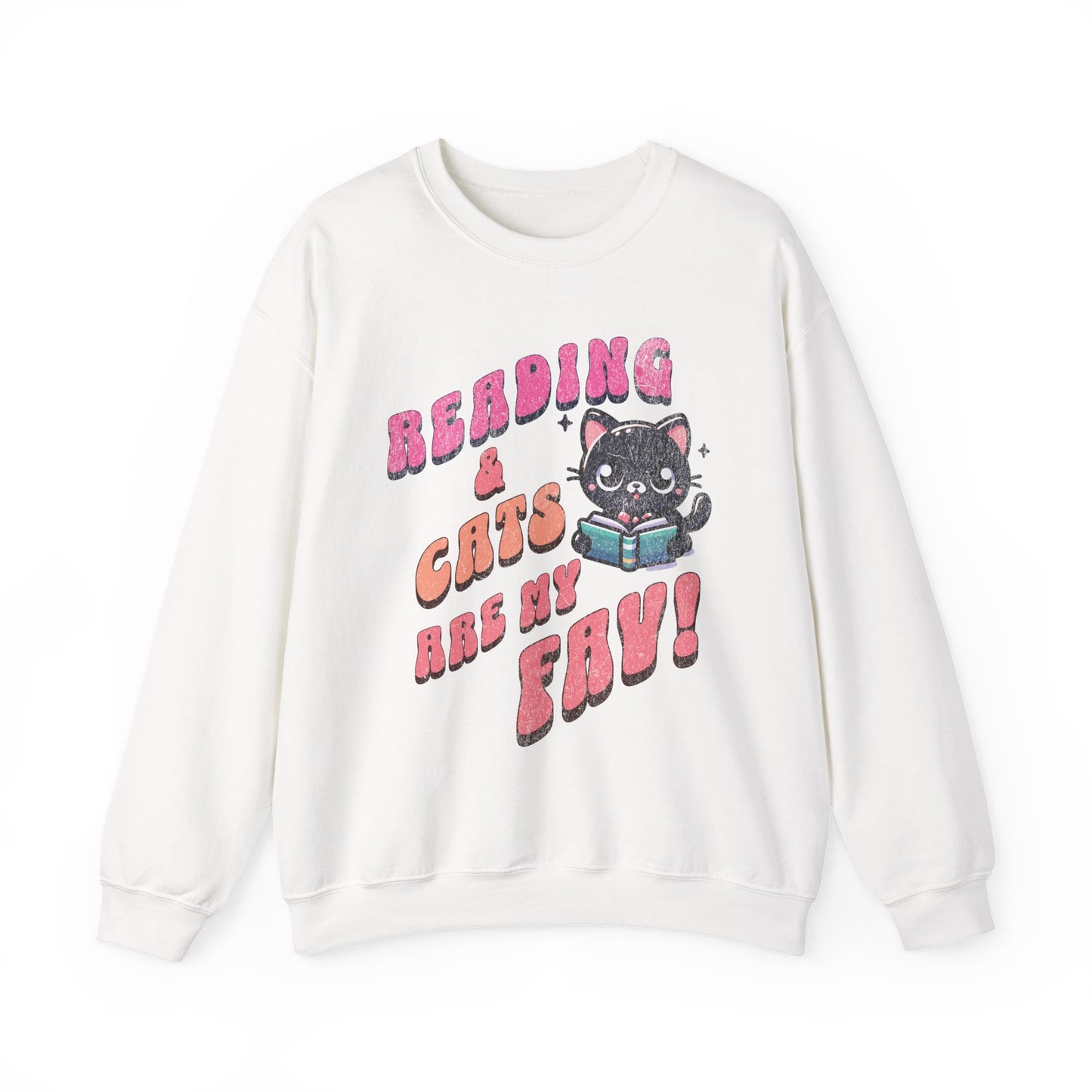Cozy Reading Lover Cat Unisex Sweatshirt, Bookworm Gift, Feline Crewneck Jumper, Winter Sweater, Comfy Kitty Pullover