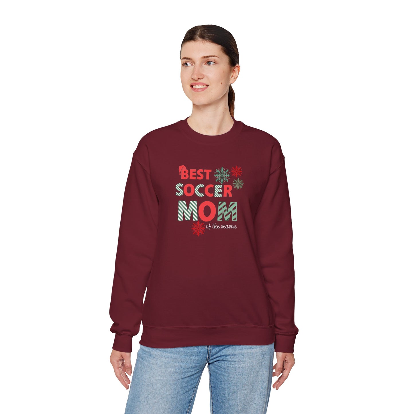 Christmas Soccer Mom Sweatshirt, Funny Holiday Jumper, Gift for Sports Moms, Festive Pullover, Soccer Mom Life Crewneck, Winter Sweater for