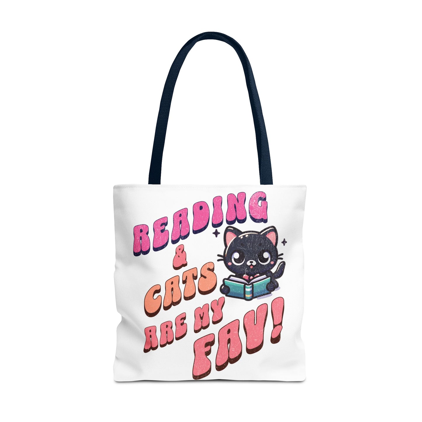 Book Lover Tote Bag,  Cute School Bag,  Black Cat tote, Library Tote, Bookish Tote Bag