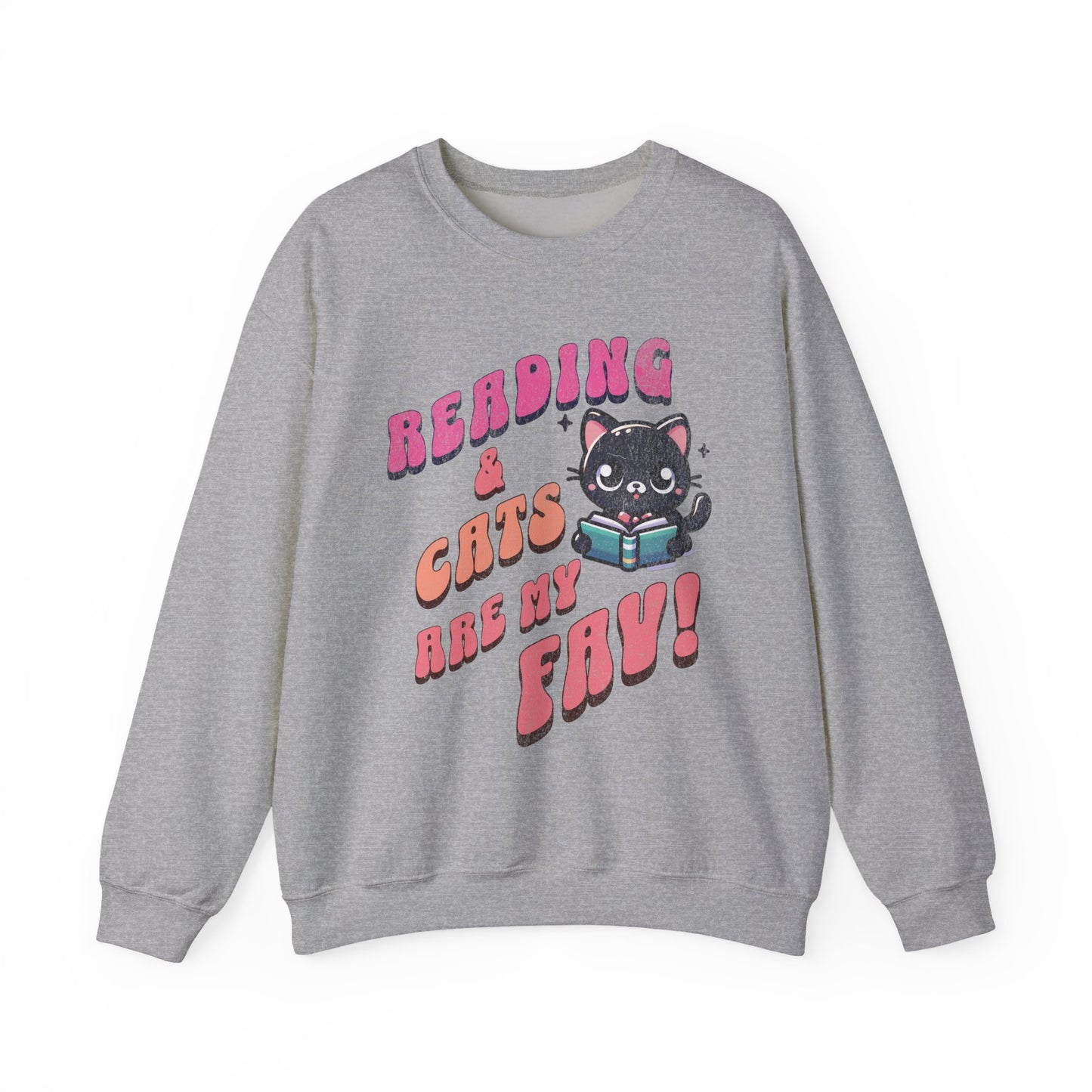 Cozy Reading Lover Cat Unisex Sweatshirt, Bookworm Gift, Feline Crewneck Jumper, Winter Sweater, Comfy Kitty Pullover