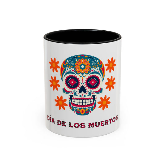 Day of the Dead Coffee Mug, Colorful Skull Mug, Halloween Decor, Mexican Tradition, Gift for Halloween and Dia de los Muertos