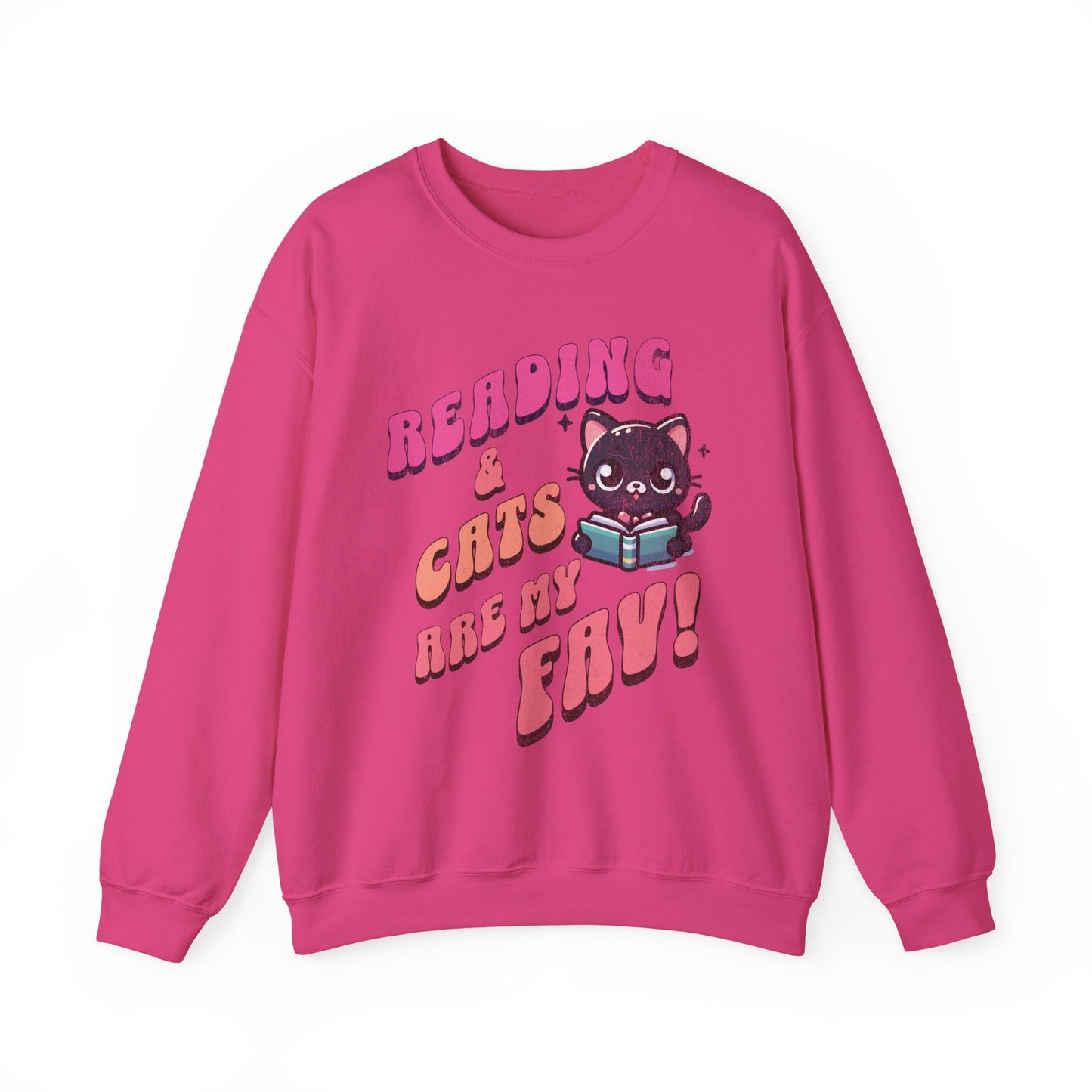 Cozy Reading Lover Cat Unisex Sweatshirt, Bookworm Gift, Feline Crewneck Jumper, Winter Sweater, Comfy Kitty Pullover