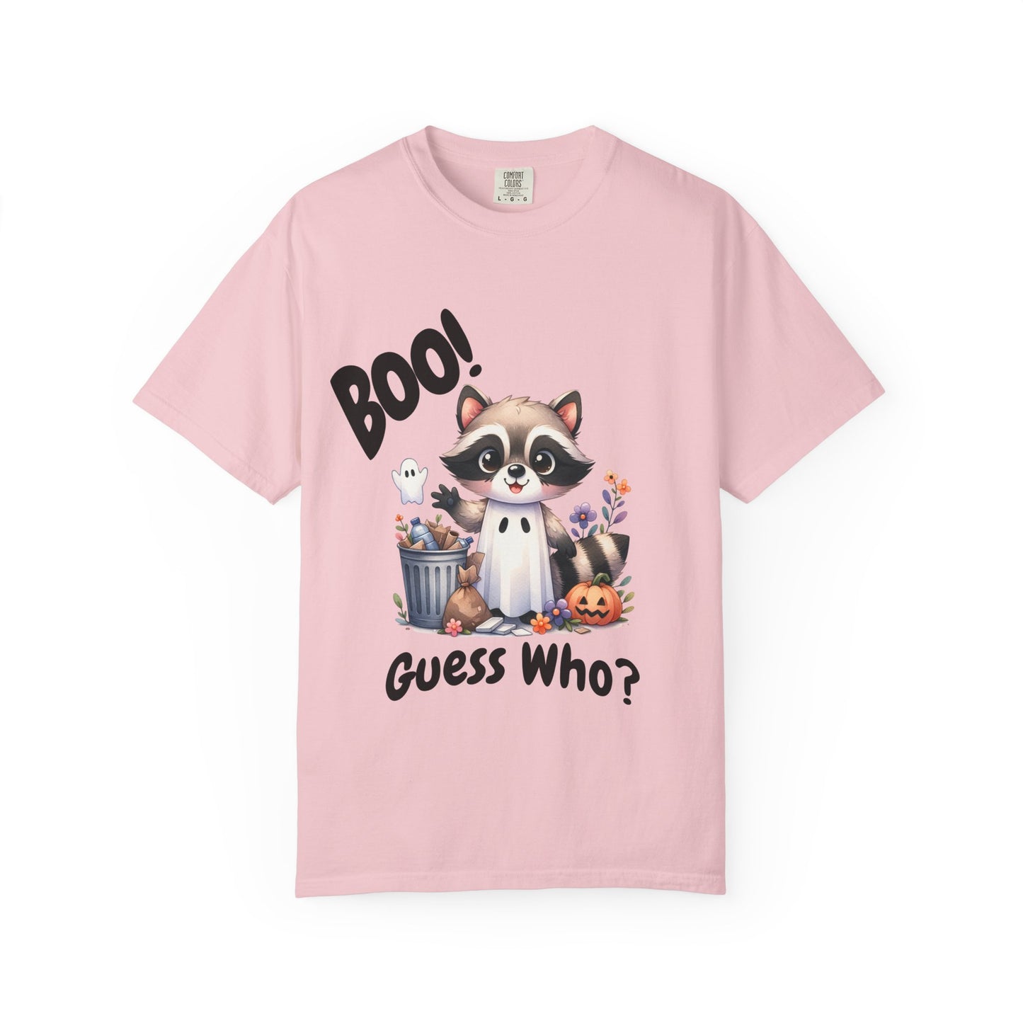 Funny Halloween Raccoon T-Shirt, Cute Graphic Tee, Spooky Animal Top for Men and Women, Novelty Halloween Costume Shirt, Unisex Garment-Dyed