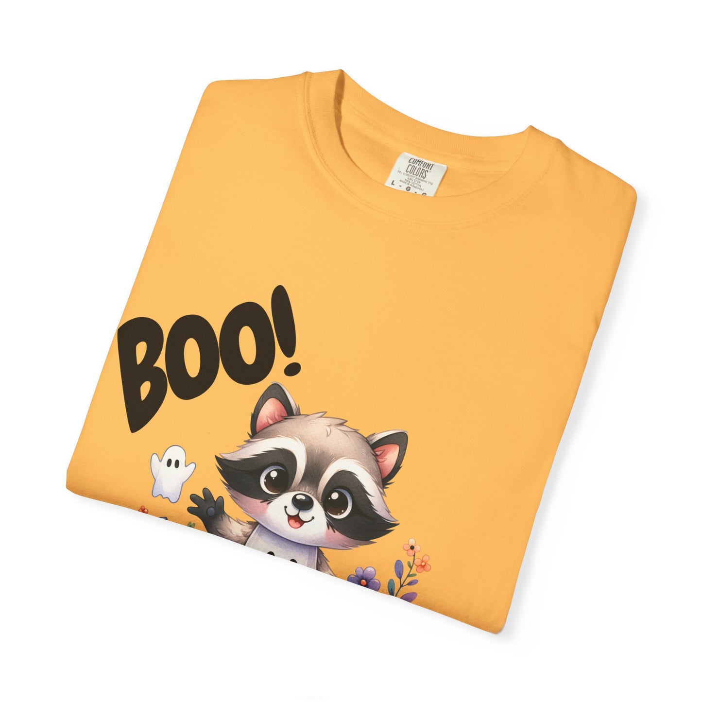 Funny Halloween Raccoon T-Shirt, Cute Graphic Tee, Spooky Animal Top for Men and Women, Novelty Halloween Costume Shirt, Unisex Garment-Dyed
