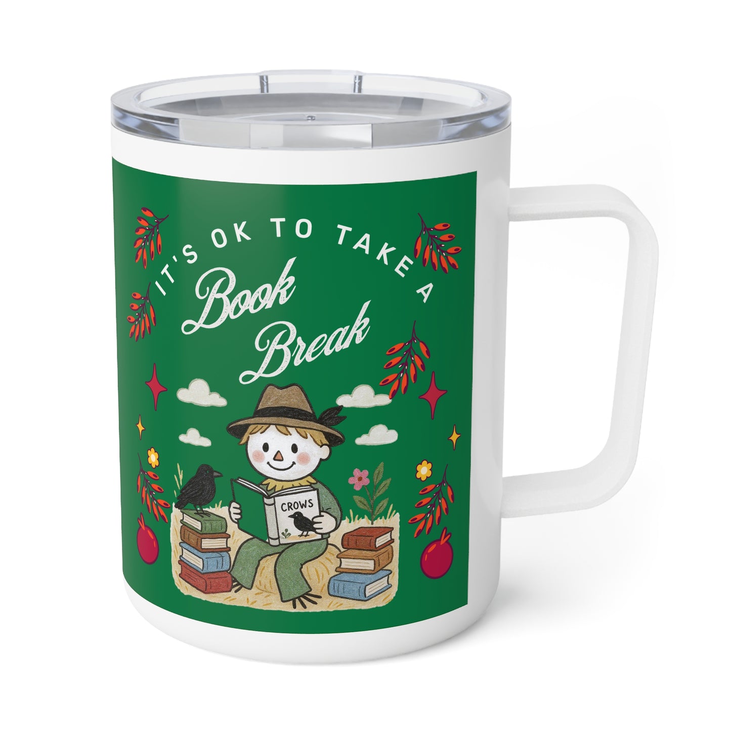 Book & Coffee Lover 10oz Insulated Mug — Literary Gift for Bookworms