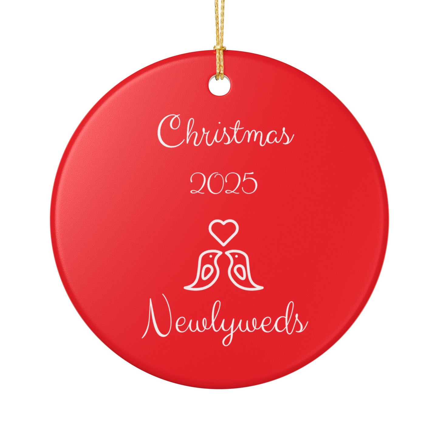 Ceramic Ornament, Newlywed Christmas Decoration, Couples Holiday Ornament, Festive Red Xmas Gift, Holiday Decor, Christmas Tree Ornament