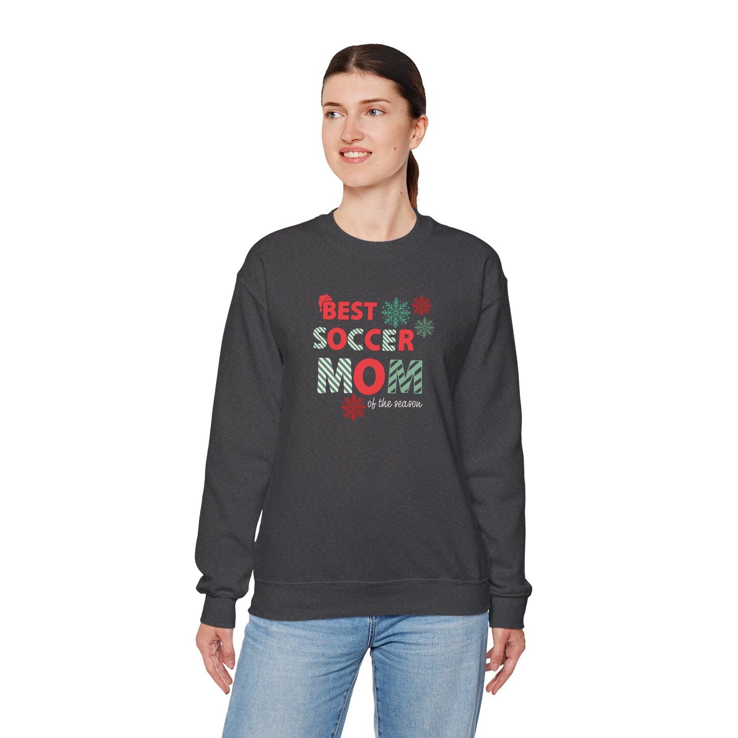 Christmas Soccer Mom Sweatshirt, Funny Holiday Jumper, Gift for Sports Moms, Festive Pullover, Soccer Mom Life Crewneck, Winter Sweater for